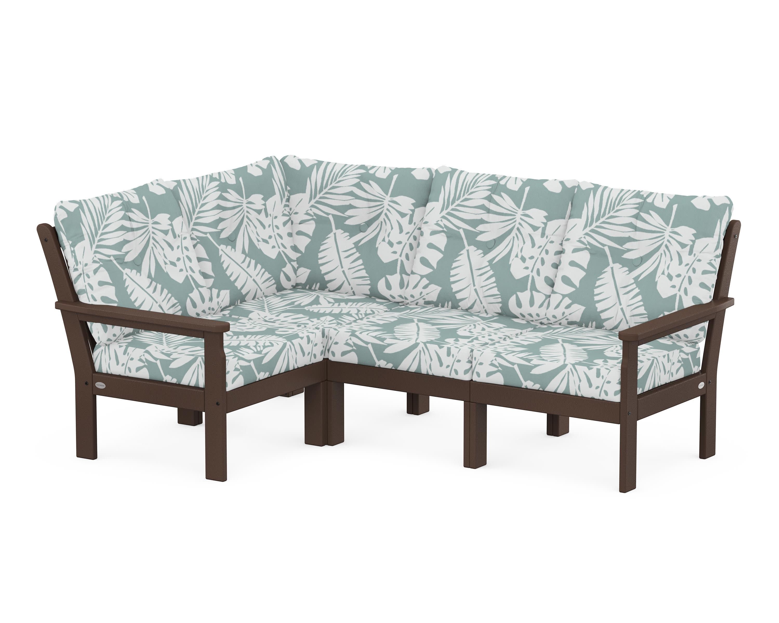 Vineyard 4-Piece Sectional in Mahogany / Leaf Glacier Spa
