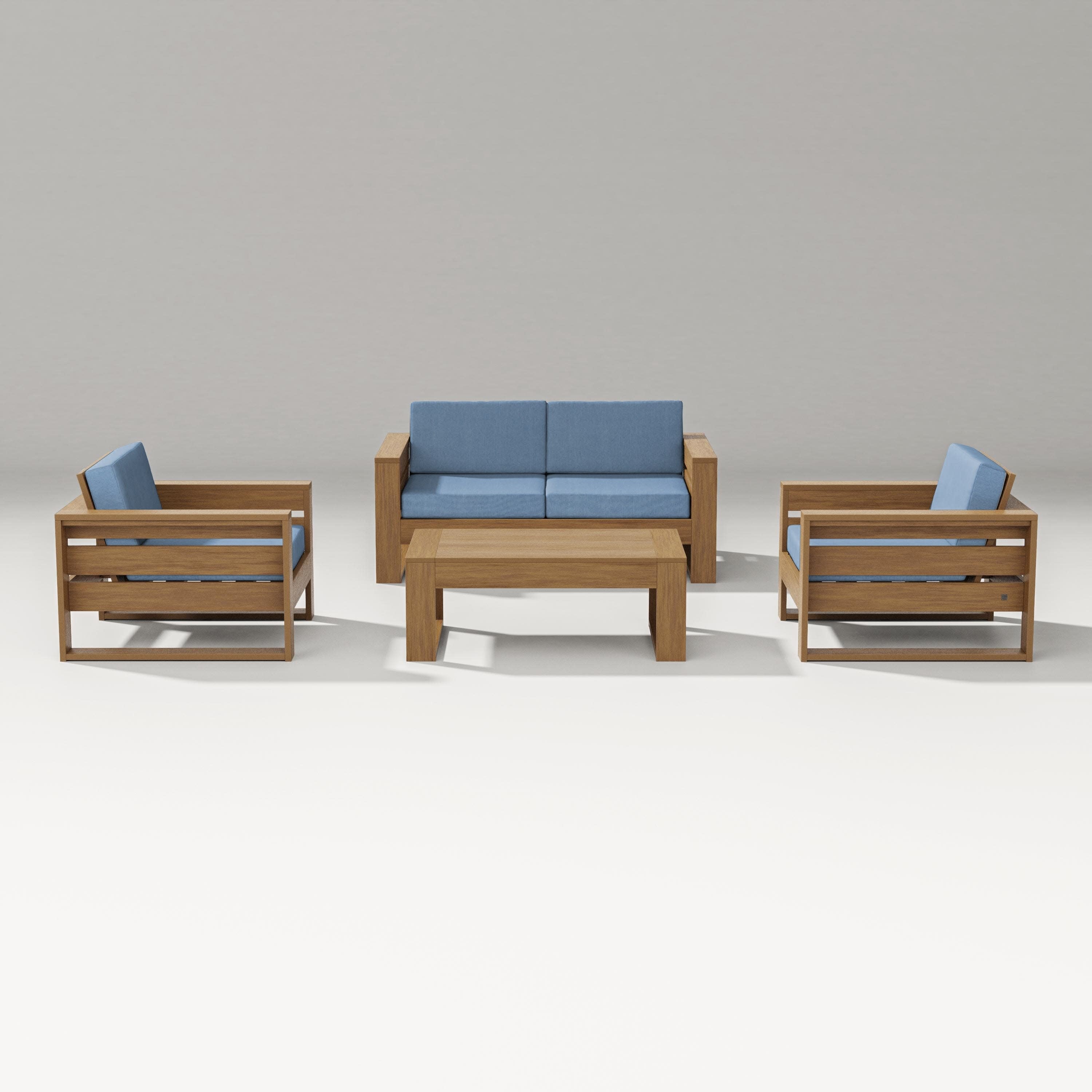 Latitude 4-Piece Lounge Loveseat Set in Natural / Sky Blue