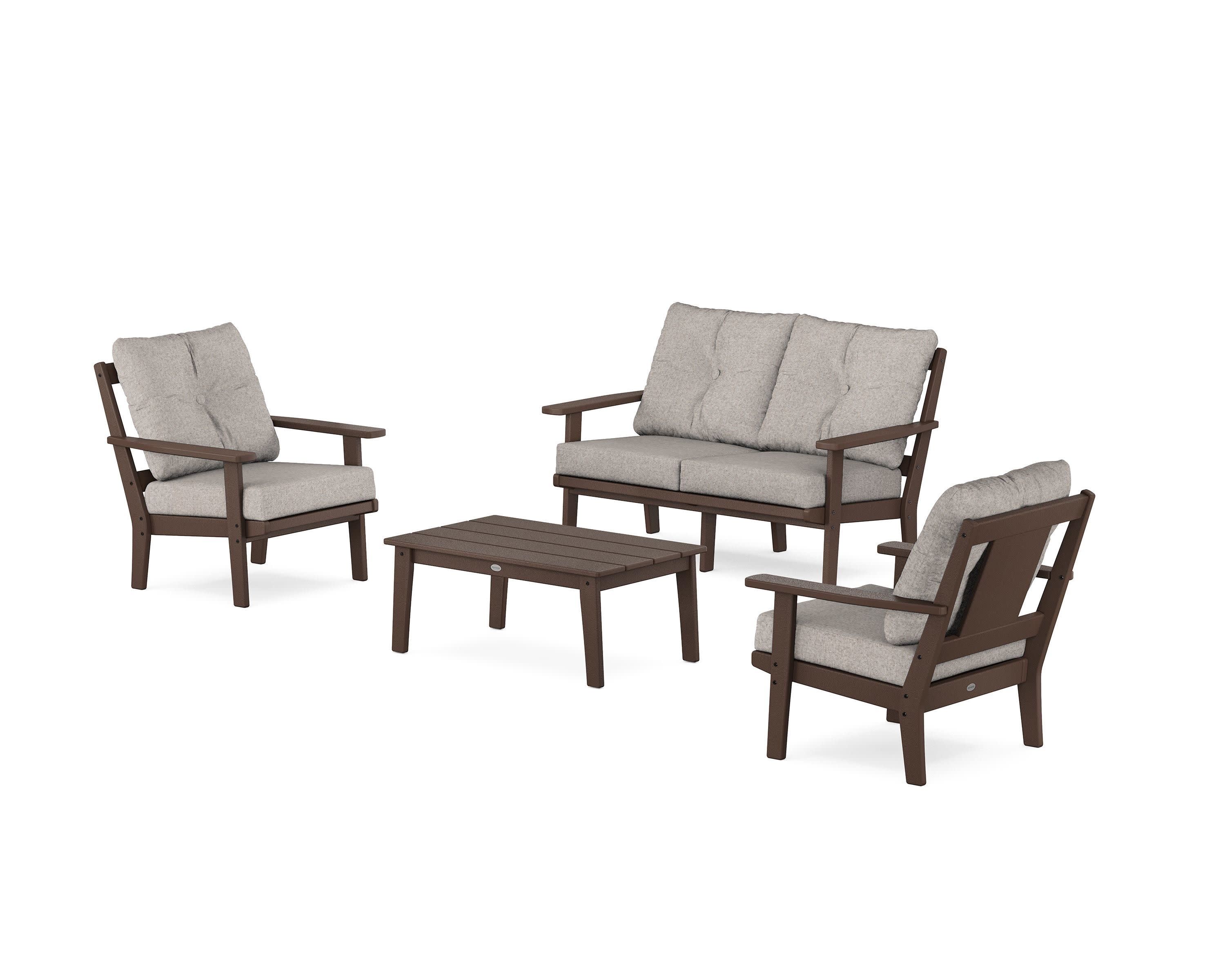 Prairie 4-Piece Deep Seating Set with Loveseat in Mahogany / Weathered Tweed