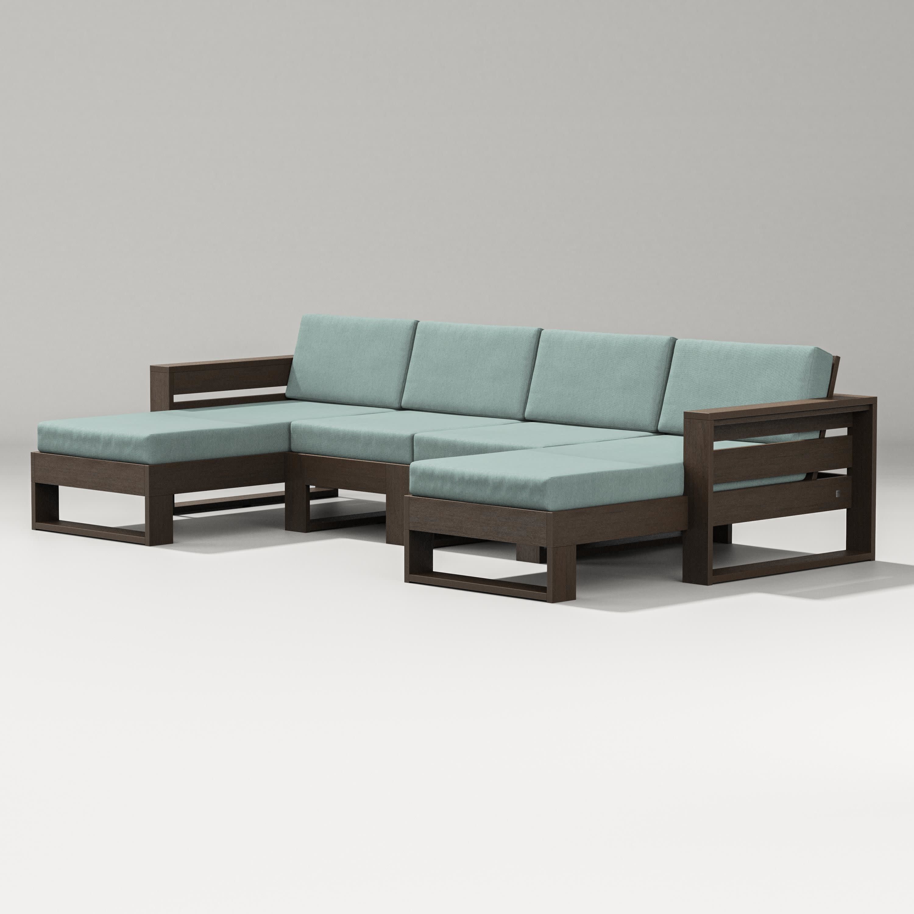 Latitude Double Chaise Sectional in Kona / Glacier Spa