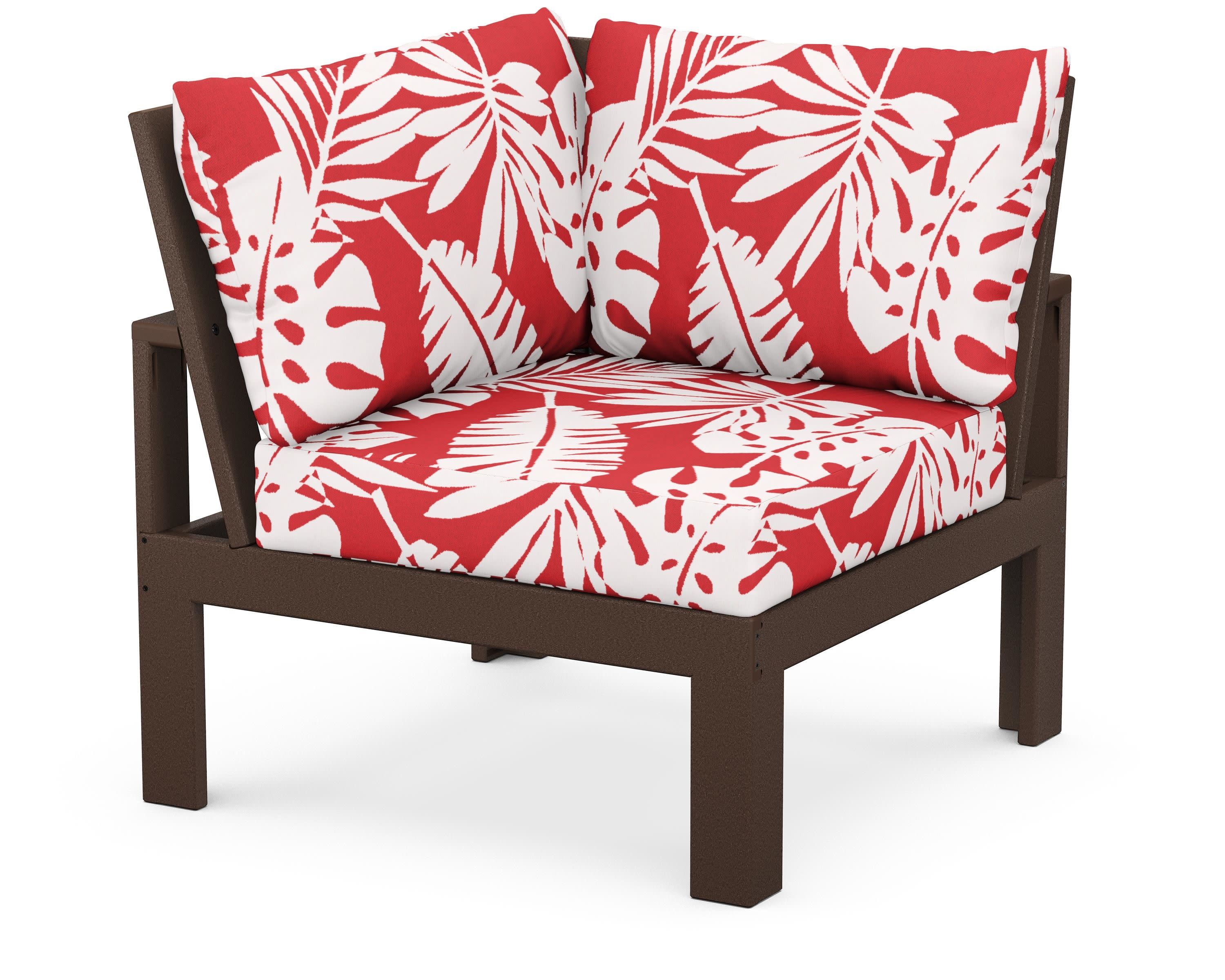 Modular Corner Chair in Mahogany / Leaf Crimson