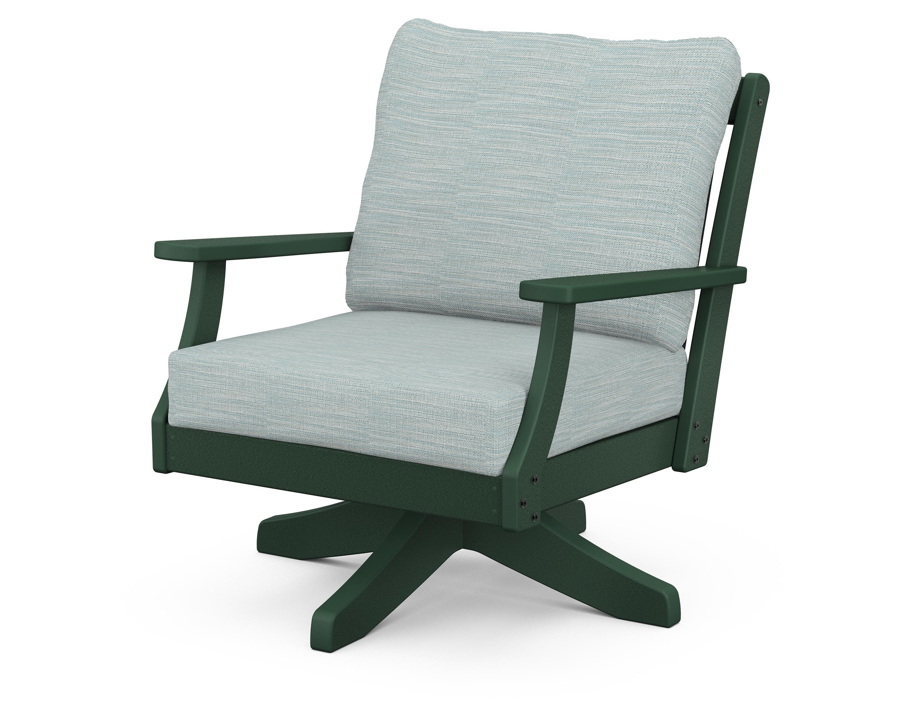 Braxton Deep Seating Swivel Chair in Green / Soothe Mist