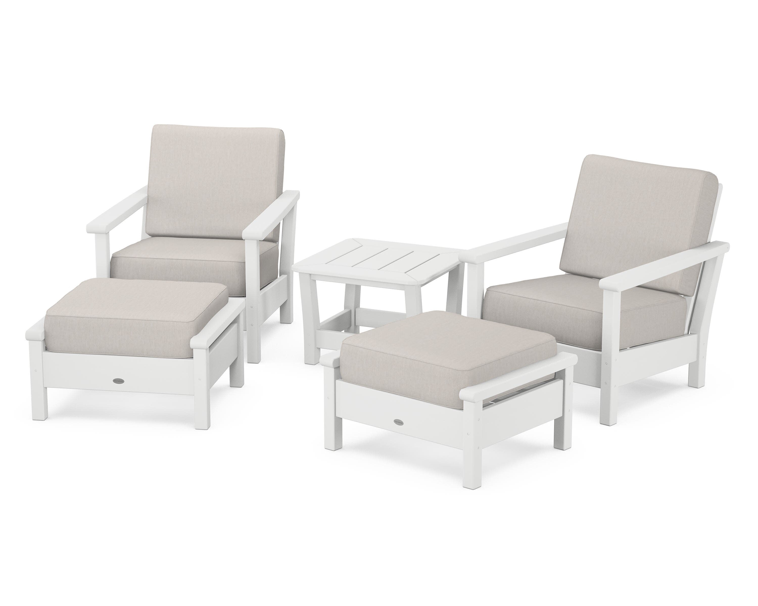 Harbour 5-Piece Deep Seating Chair Set in White / Cast Ash