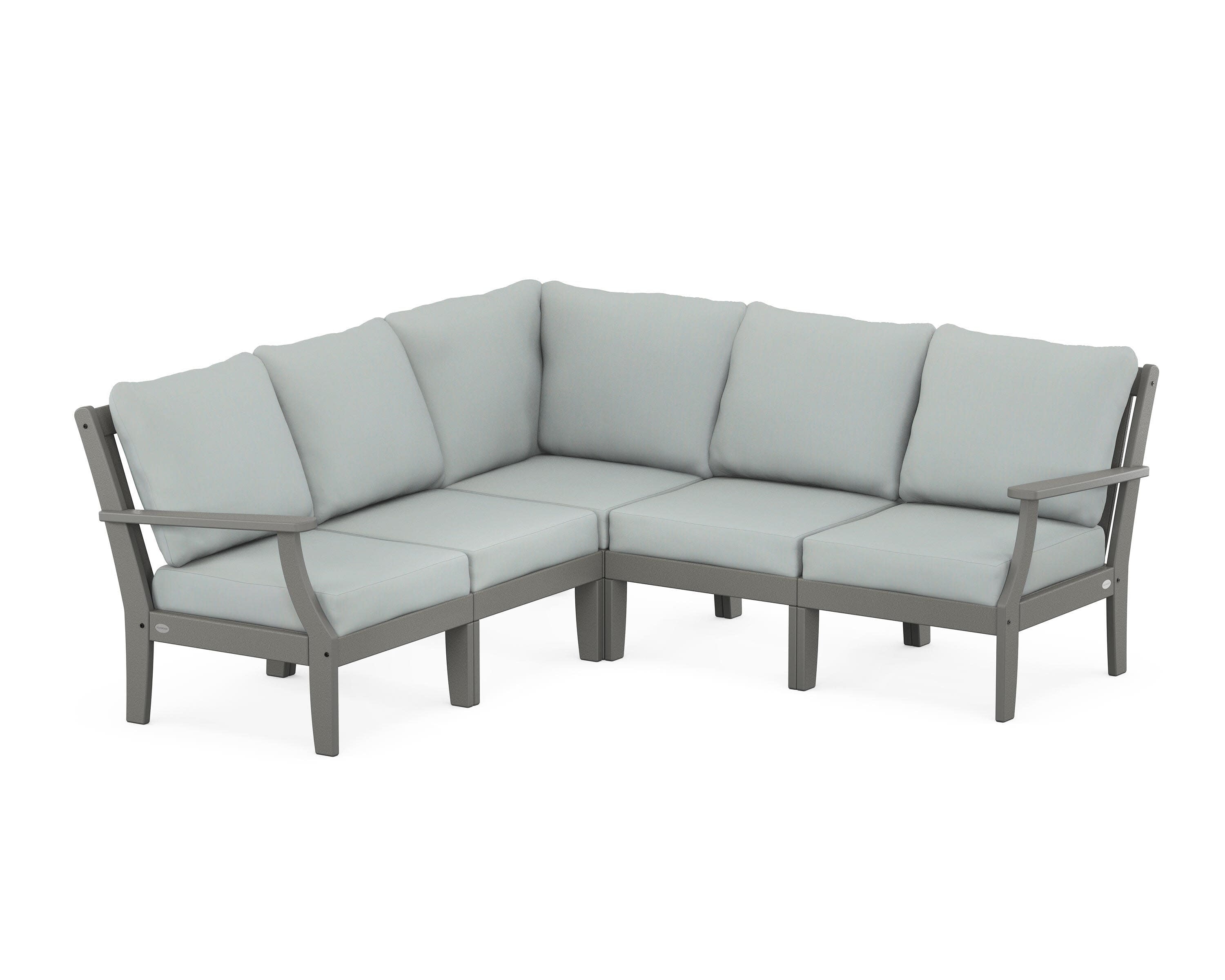Braxton Modular 5-Piece Deep Seating Set in Slate Grey / Spa
