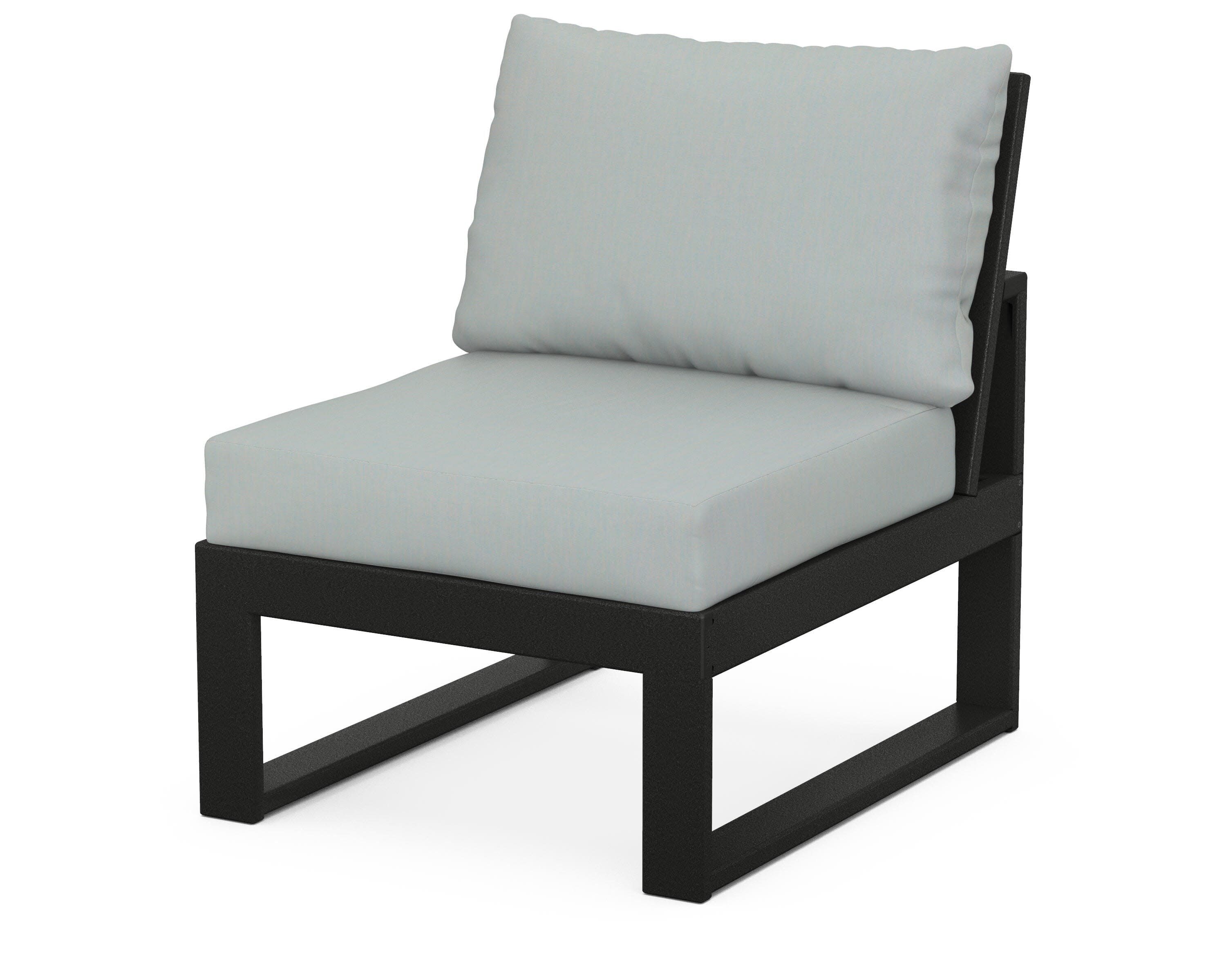 Modular Armless Chair in Black / Spa