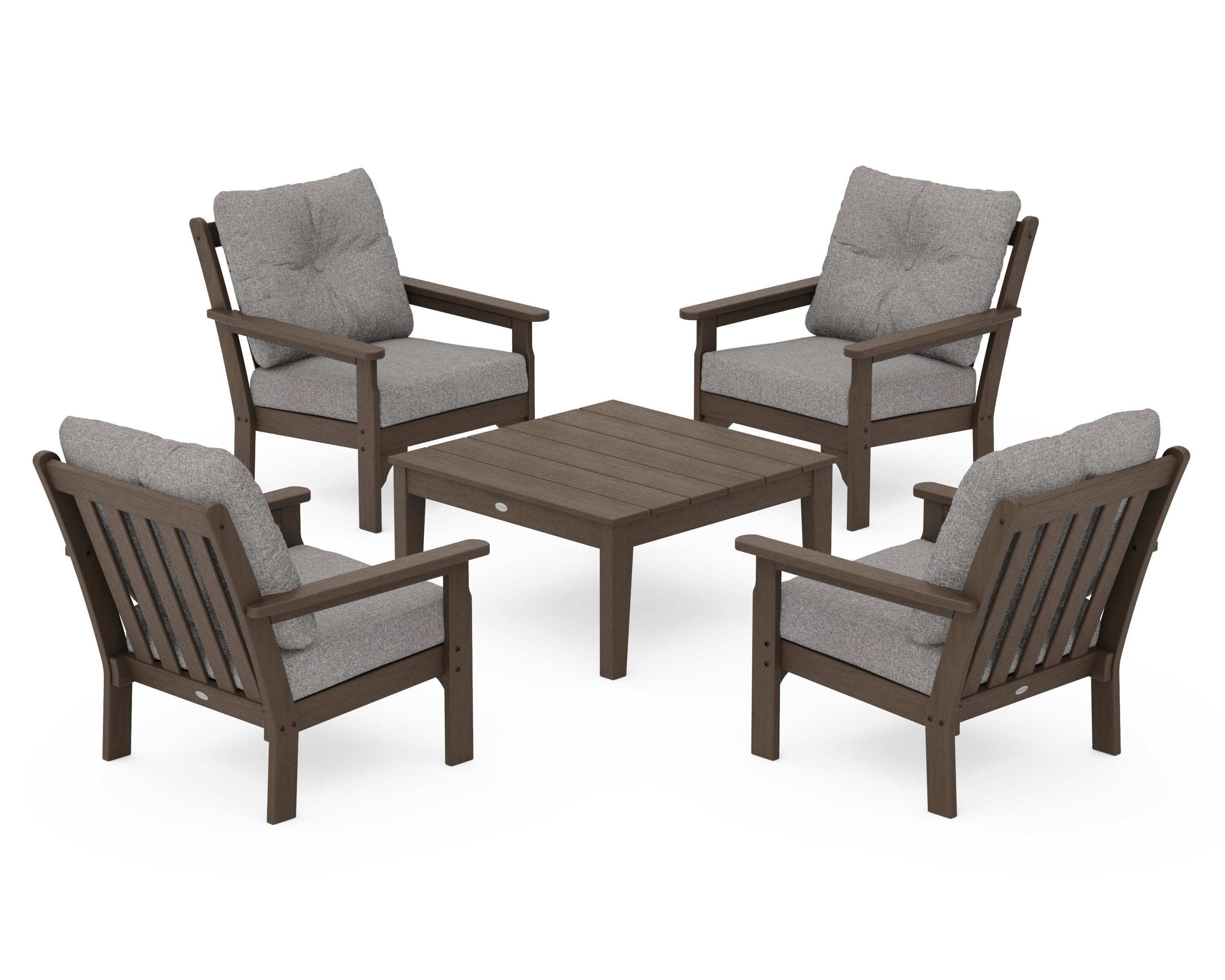 Vineyard 5-Piece Deep Seating Conversation Set in Kona / Grey Mist