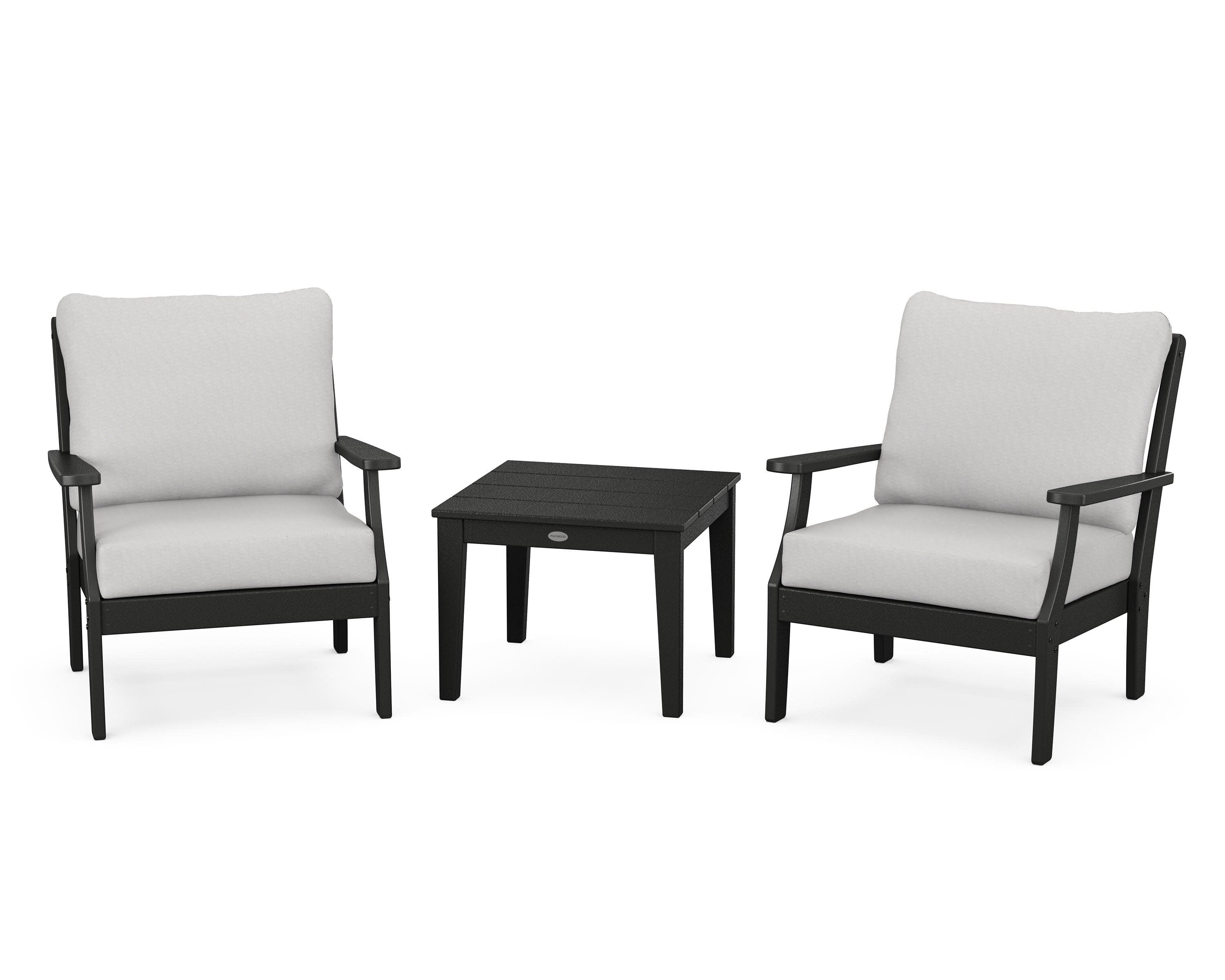 Braxton 3-Piece Deep Seating Set in Black / Diamond in the Rough