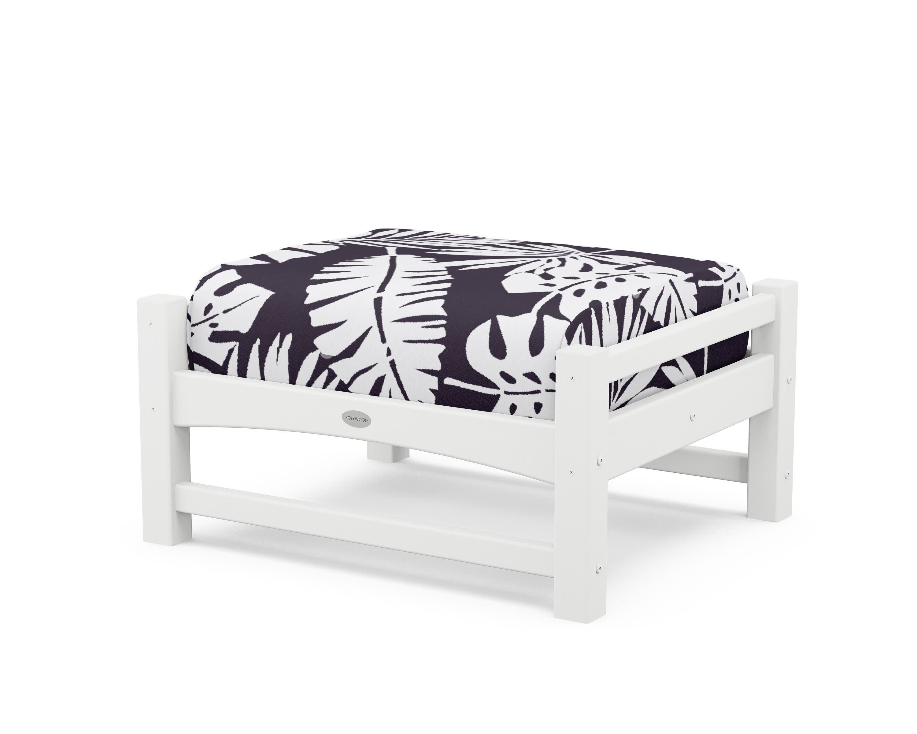 Club Ottoman in White / Leaf Navy