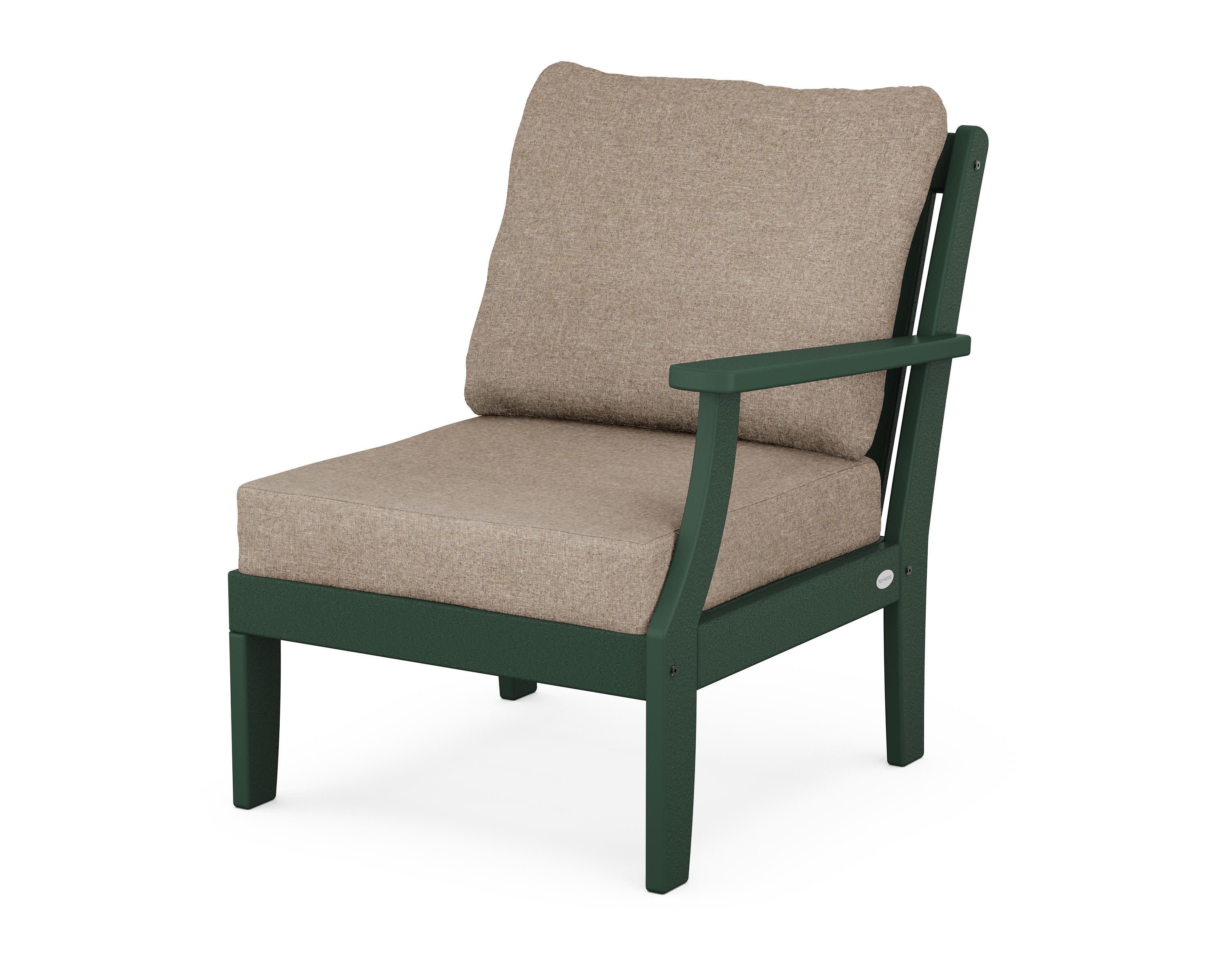 Braxton Modular Right Arm Chair in Green / Spiced Burlap