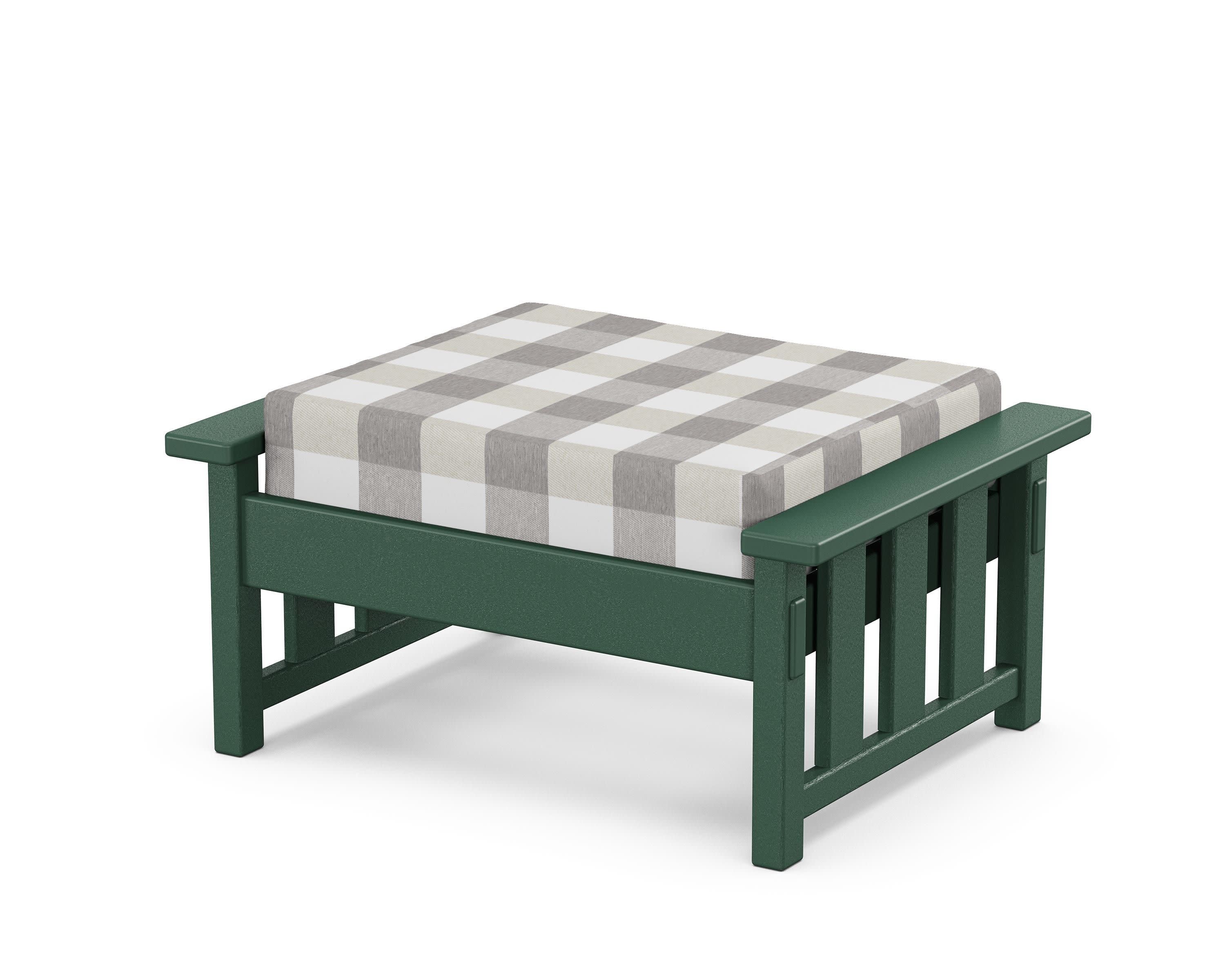 Acadia Deep Seating Ottoman in Green / Buffalo Plaid Grey Mist