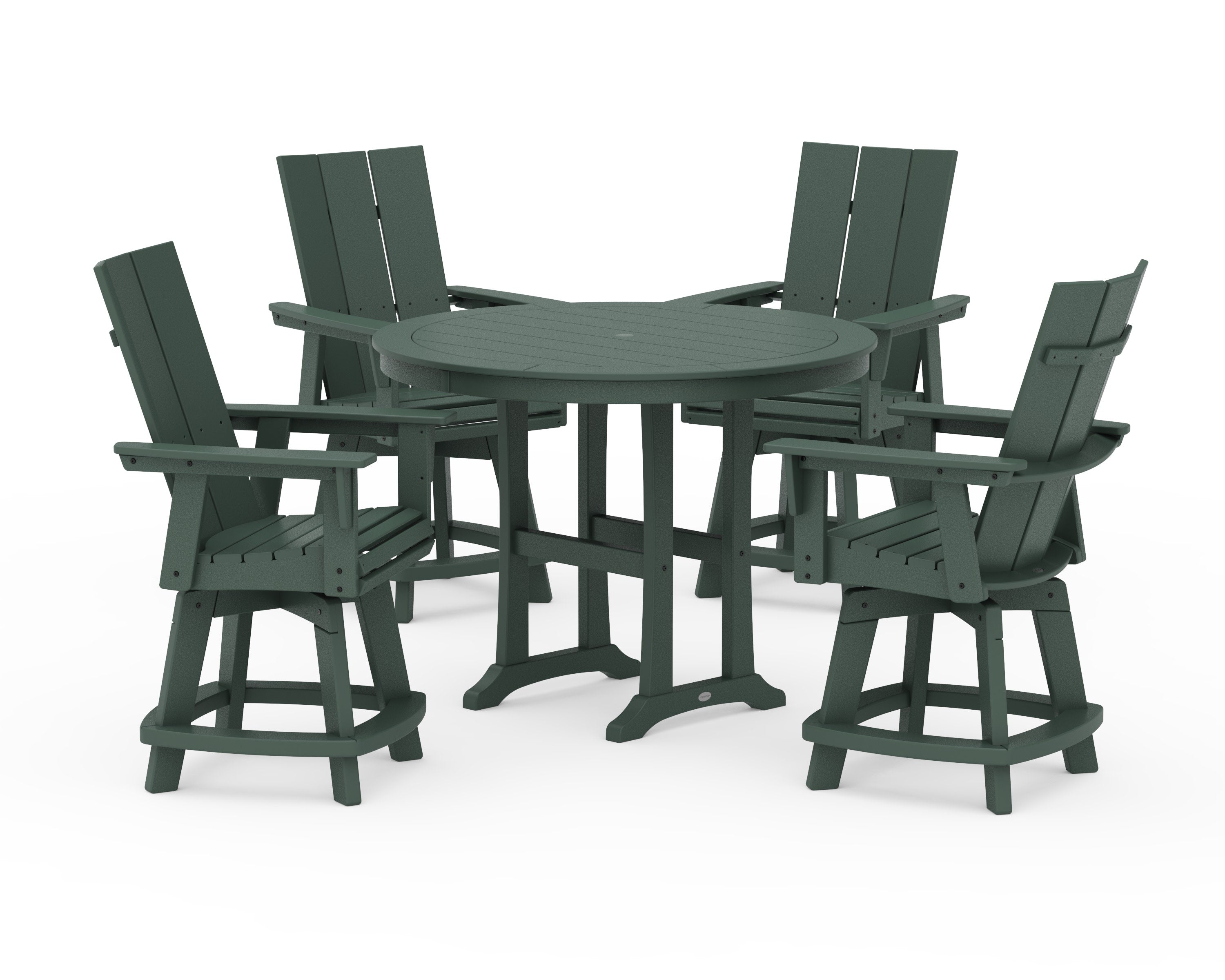 5-Piece Modern Swivel Counter Set in Green