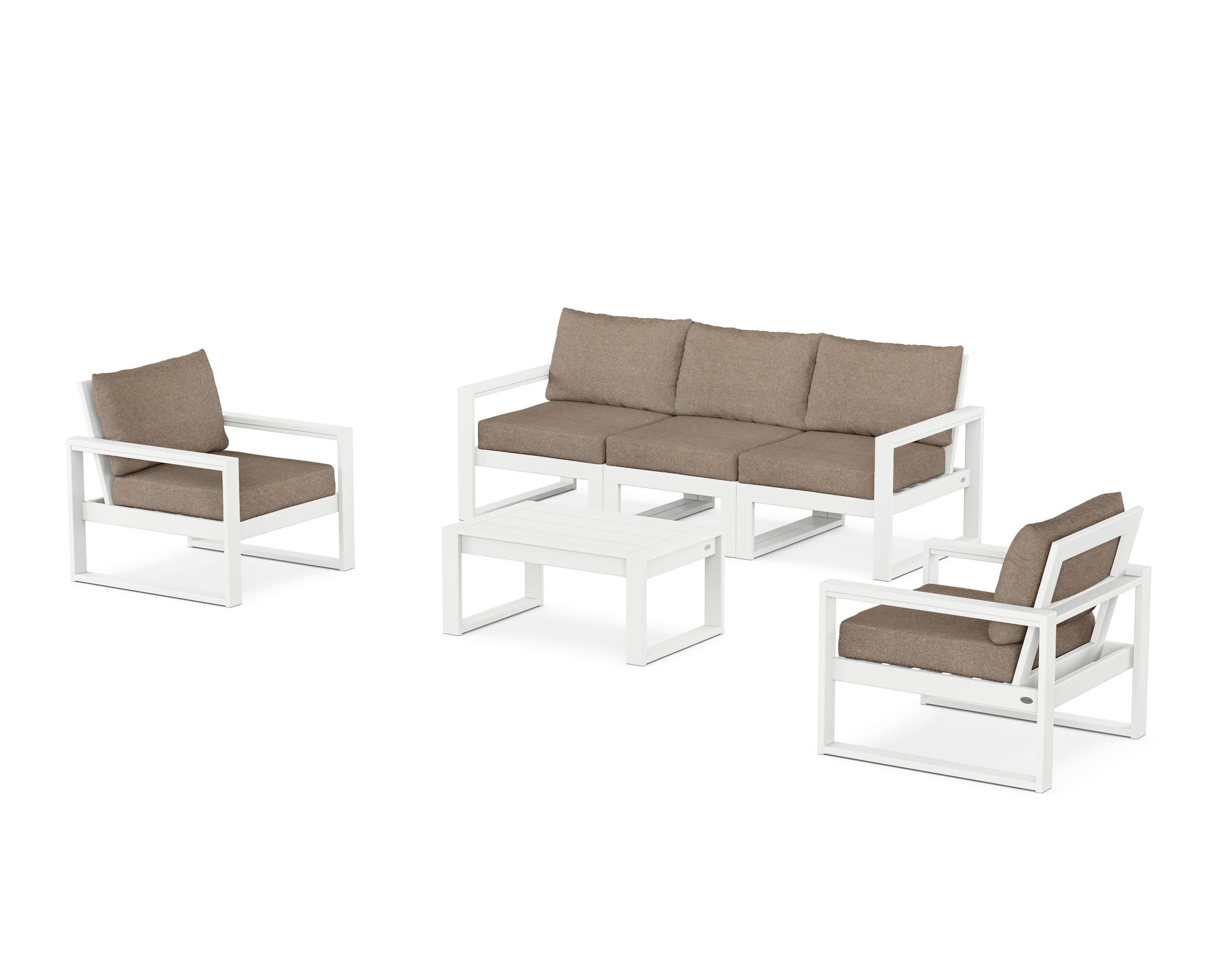 EDGE Sectional 4-Piece Deep Seating Set with Sofa in White / Spiced Burlap