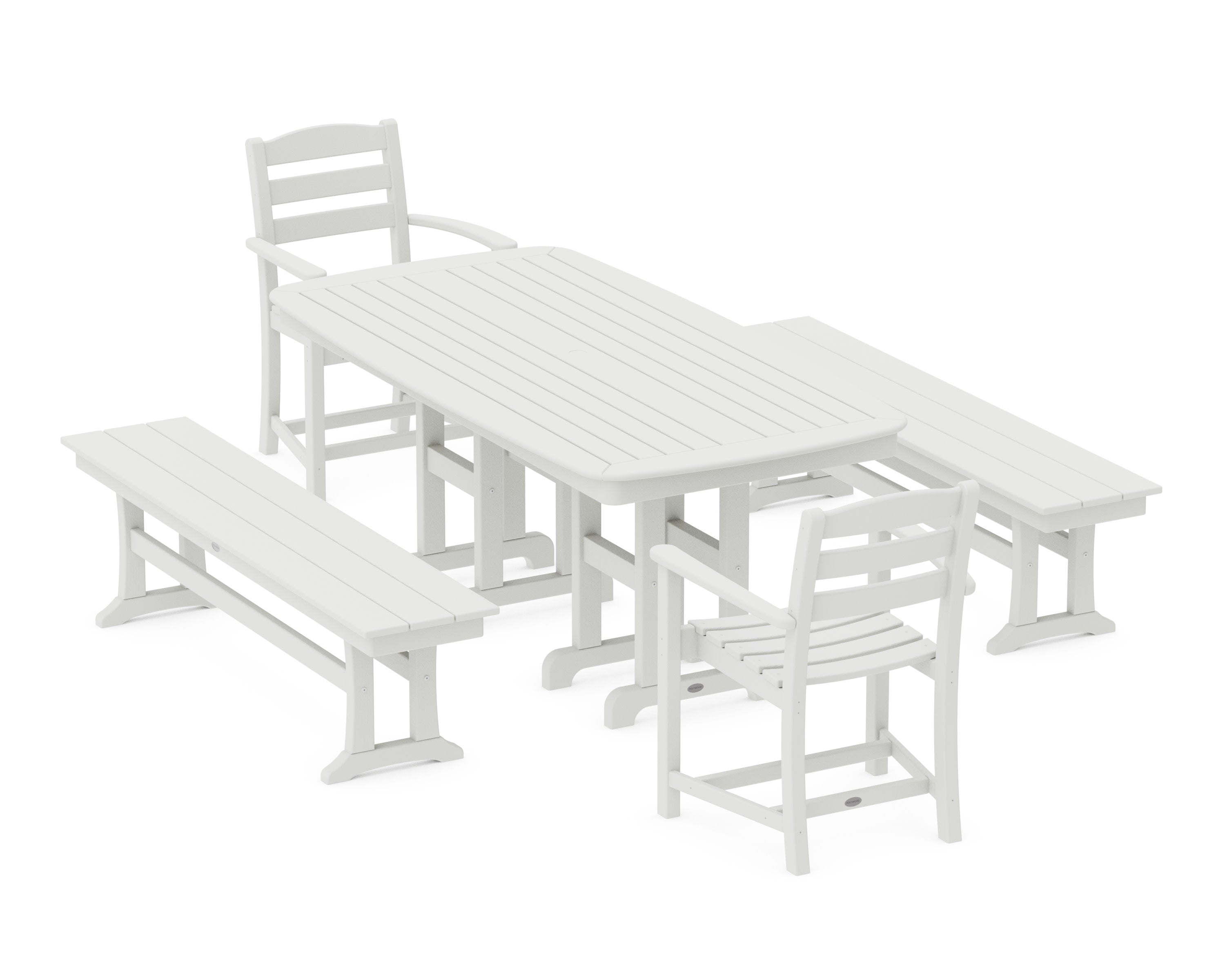 La Casa Caf 5-Piece Dining Set with Benches in Vintage White