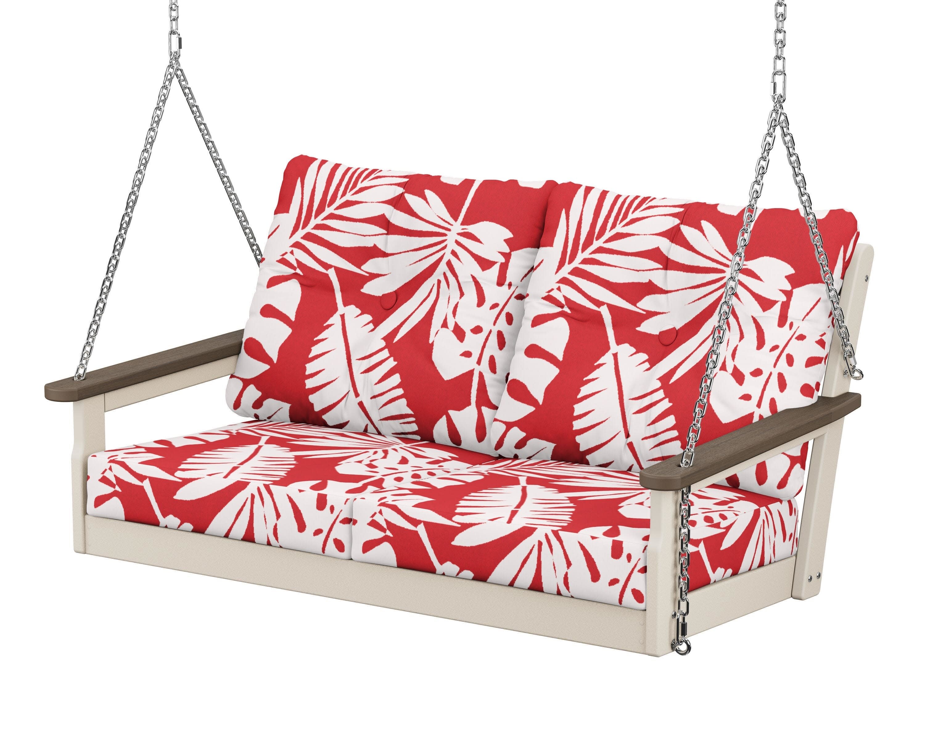 Vineyard Deep Seating Swing in Sand / Kona / Leaf Crimson