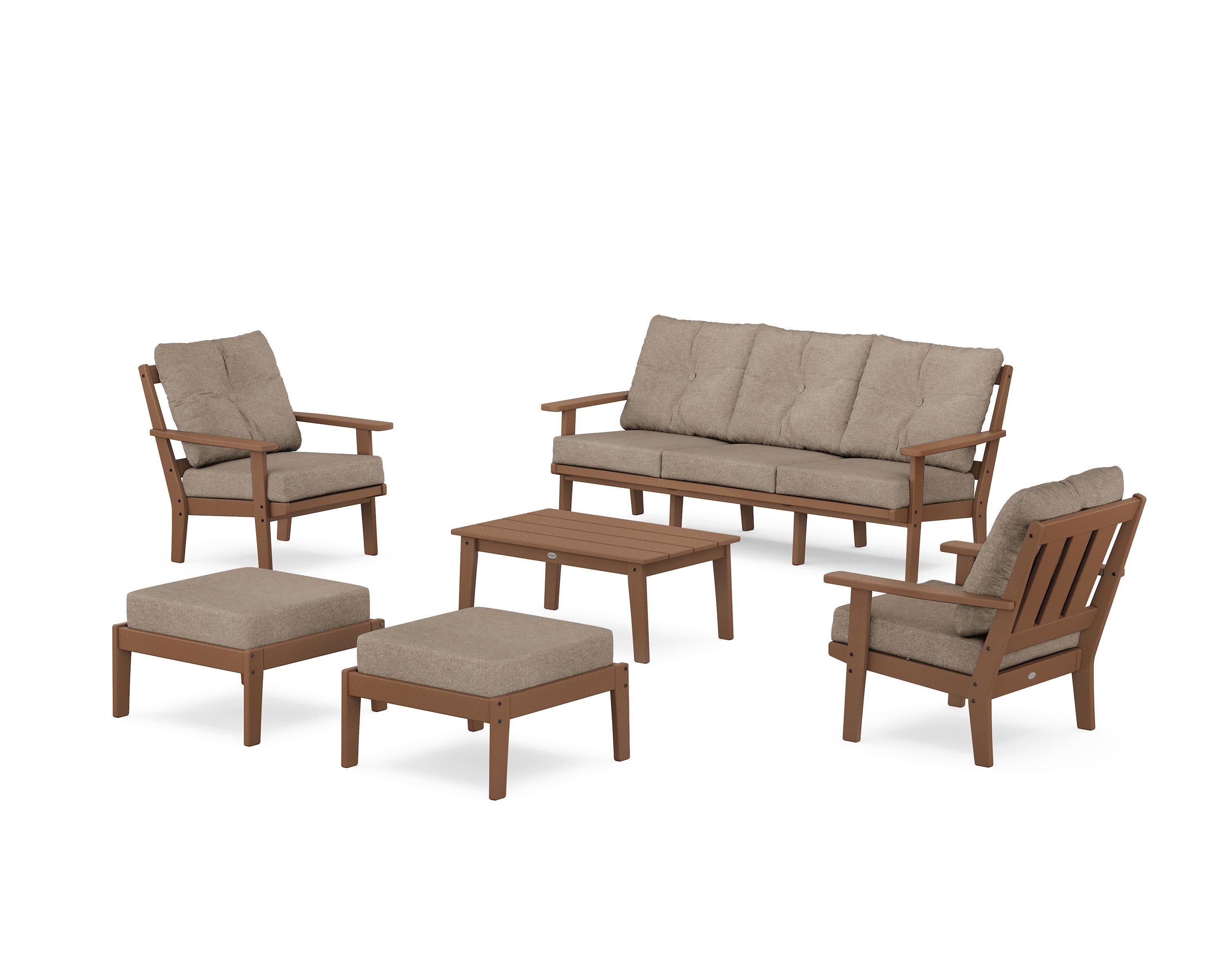 Oxford 6-Piece Lounge Sofa Set in Teak / Spiced Burlap