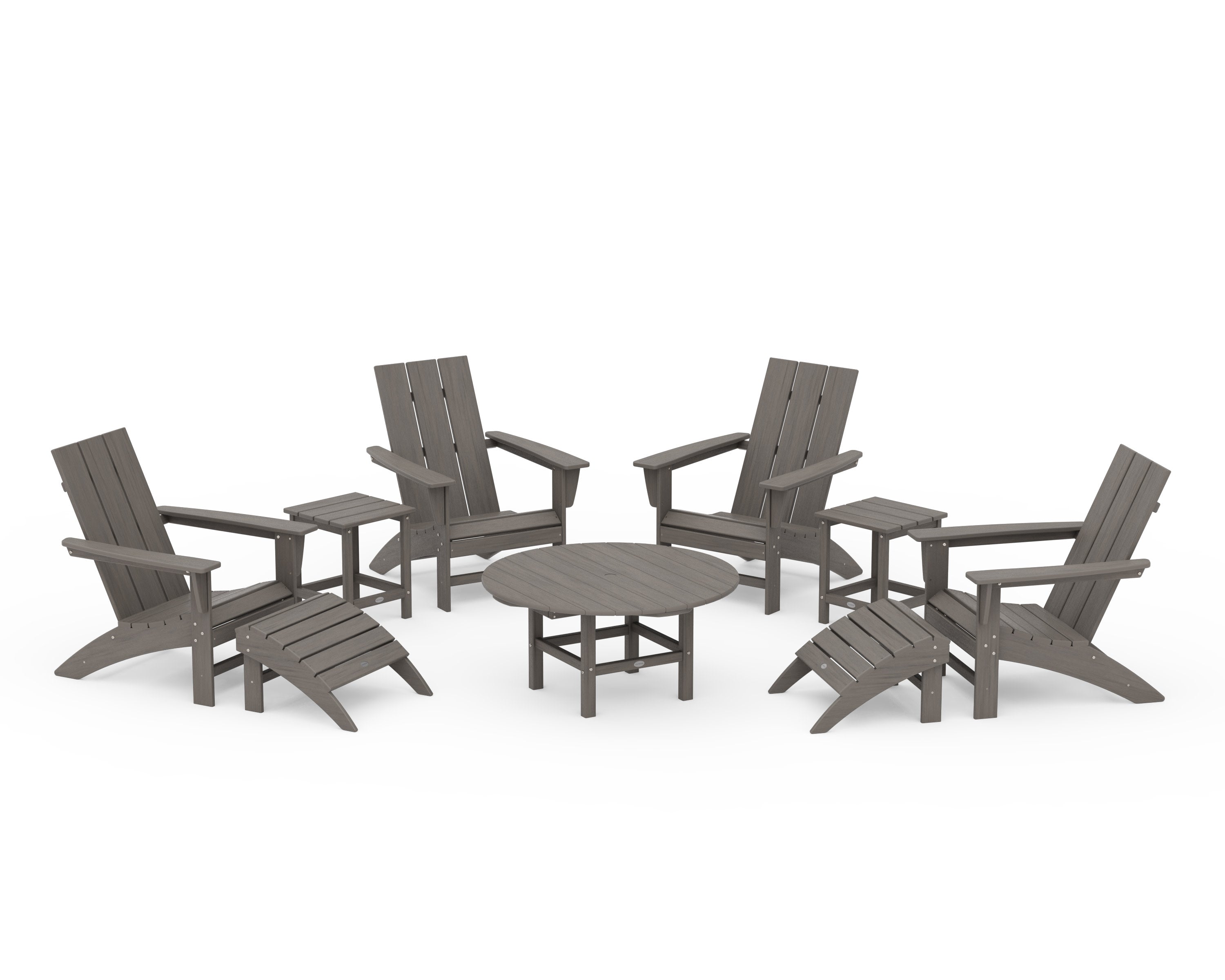 Modern Adirondack Chair 9-Piece Conversation Set in Driftwood