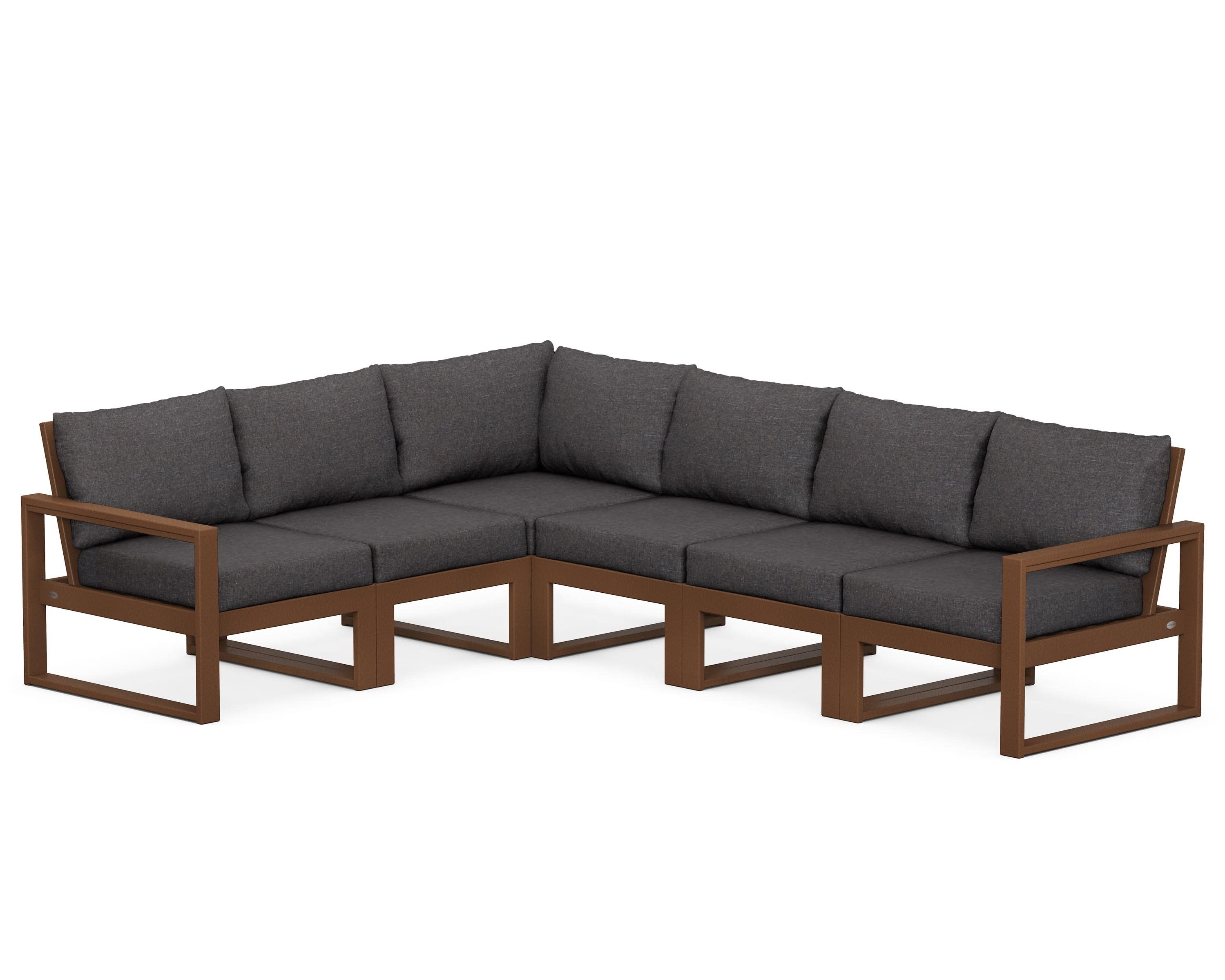 EDGE 6-Piece Modular Deep Seating Set in Teak / Ash Charcoal