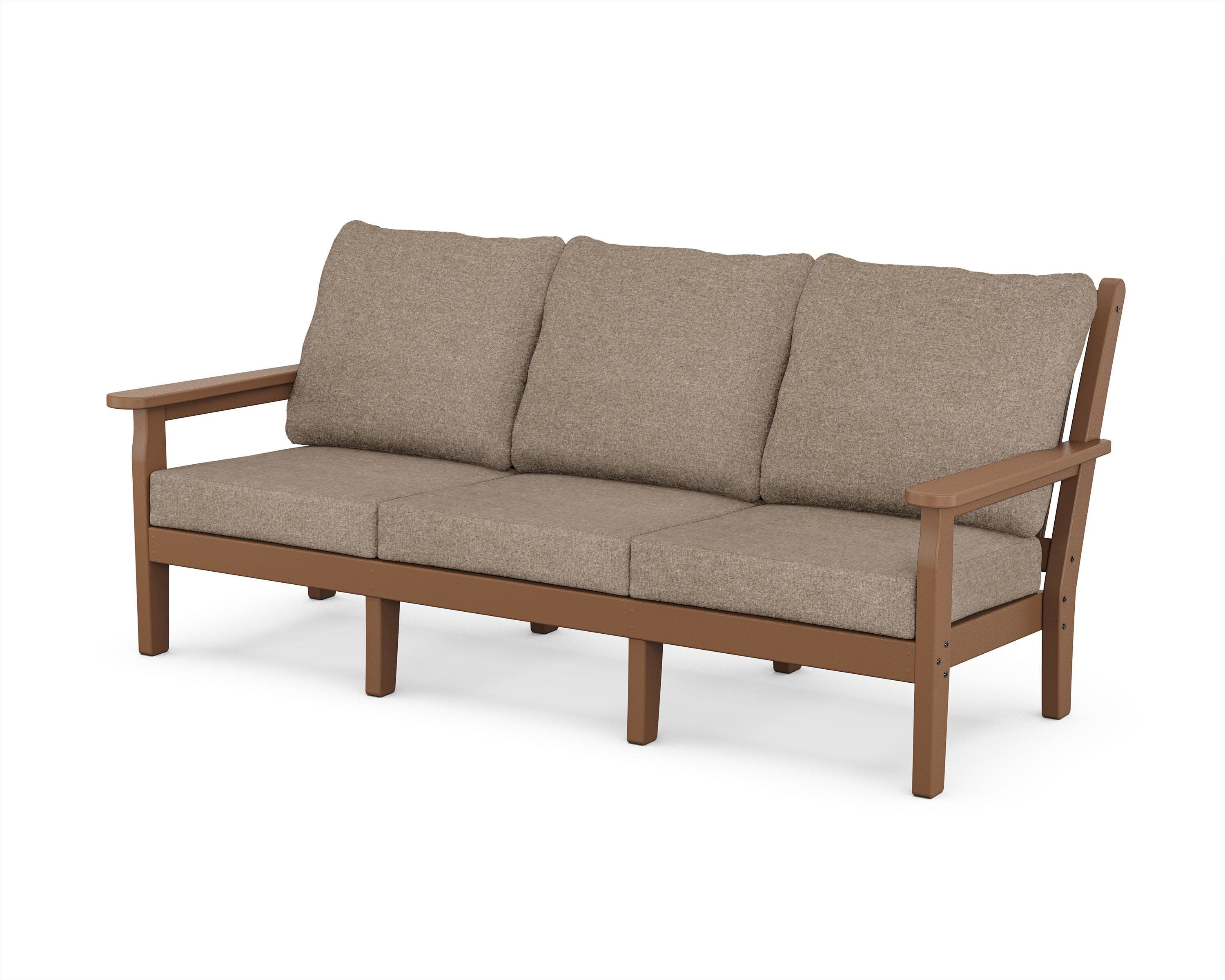Chippendale Deep Seating Sofa in Teak / Spiced Burlap