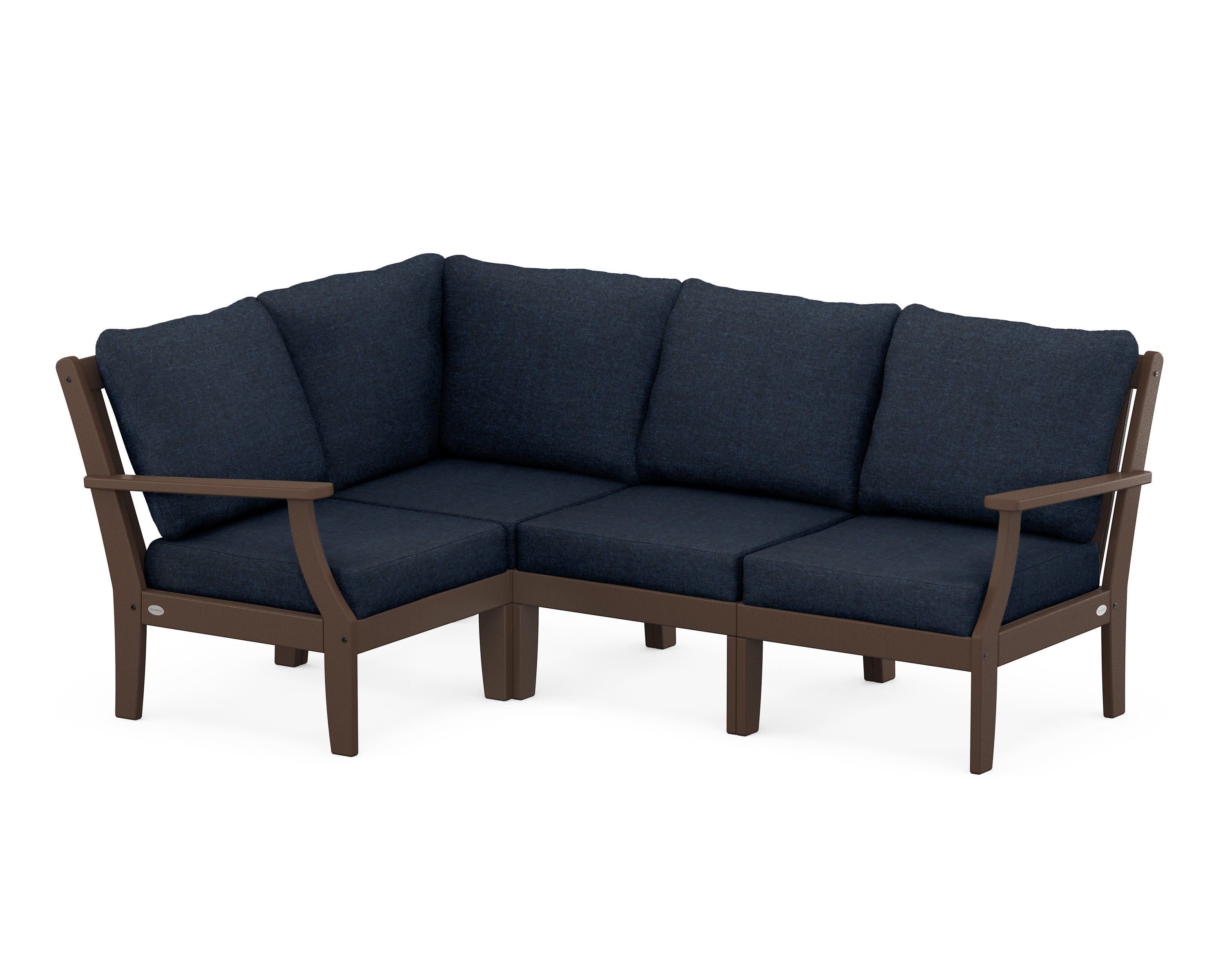 Braxton Modular 4-Piece Deep Seating Set in Mahogany / Marine Indigo