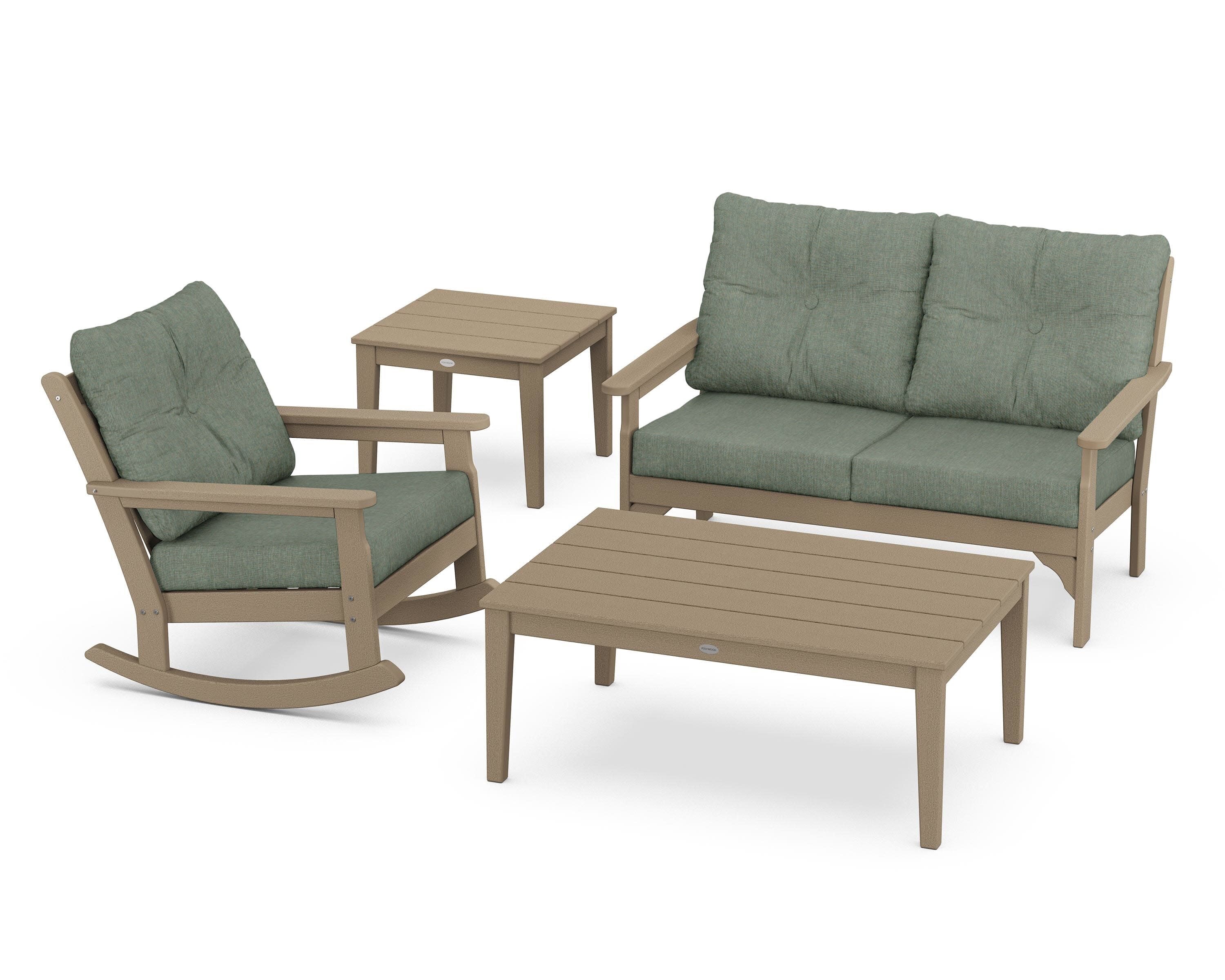 Vineyard 4-Piece Deep Seating Rocker Set in Vintage Sahara / Cast Sage