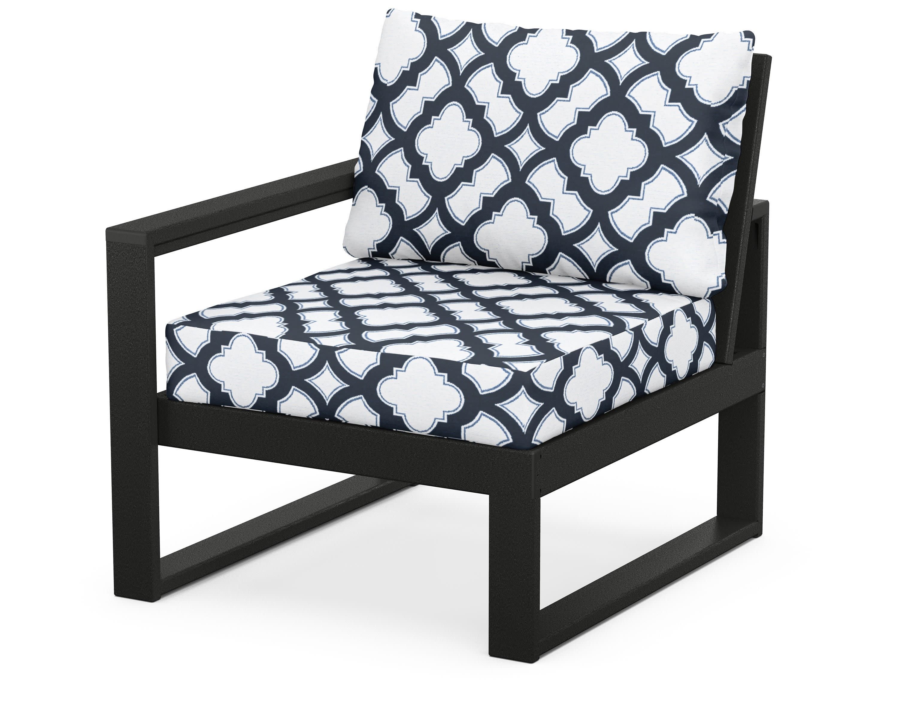 EDGE Modular Left Arm Chair in Black / Trellis Marine Indigo