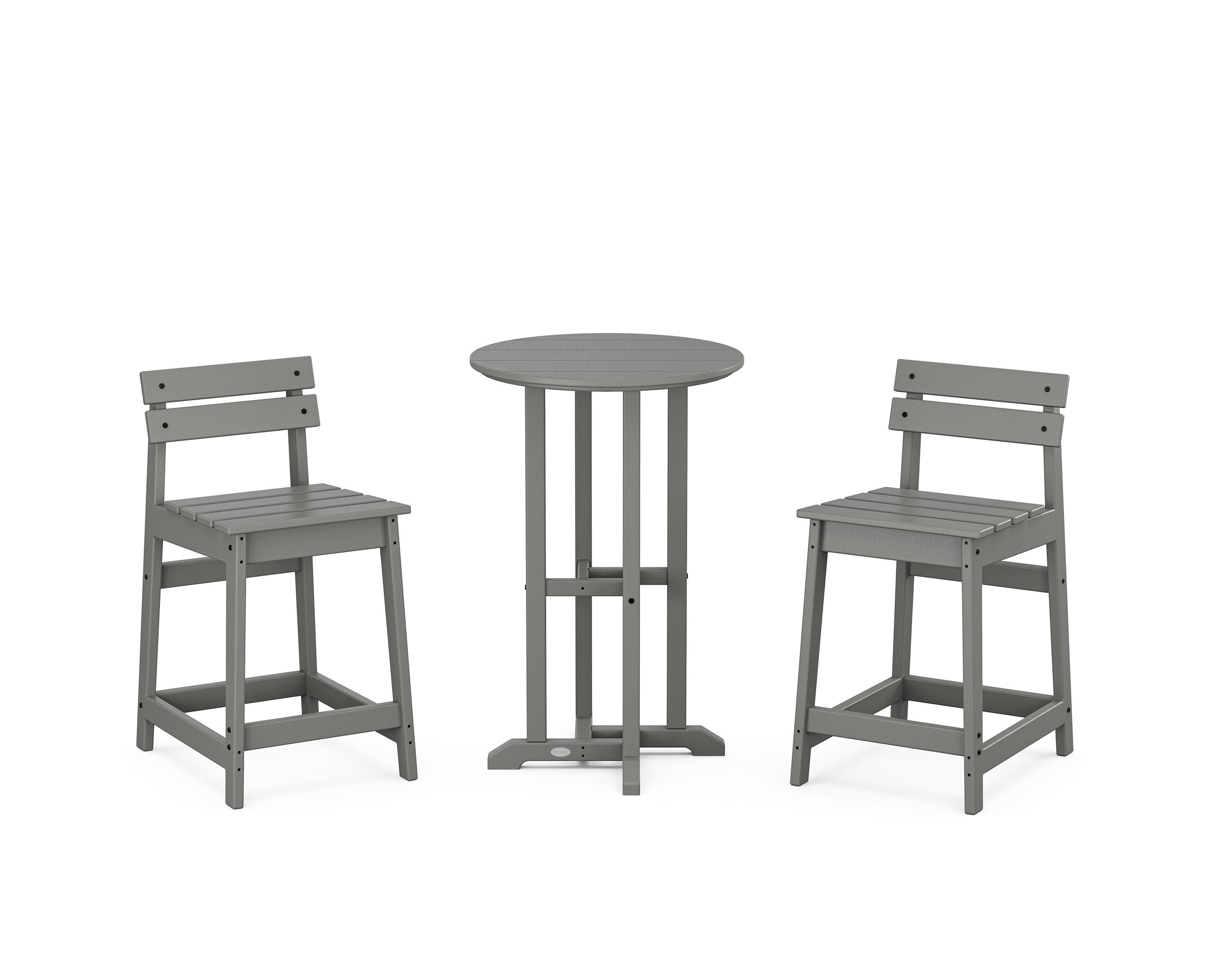 Modern Studio Plaza Lowback 3-Piece Bistro Counter Set in Slate Grey