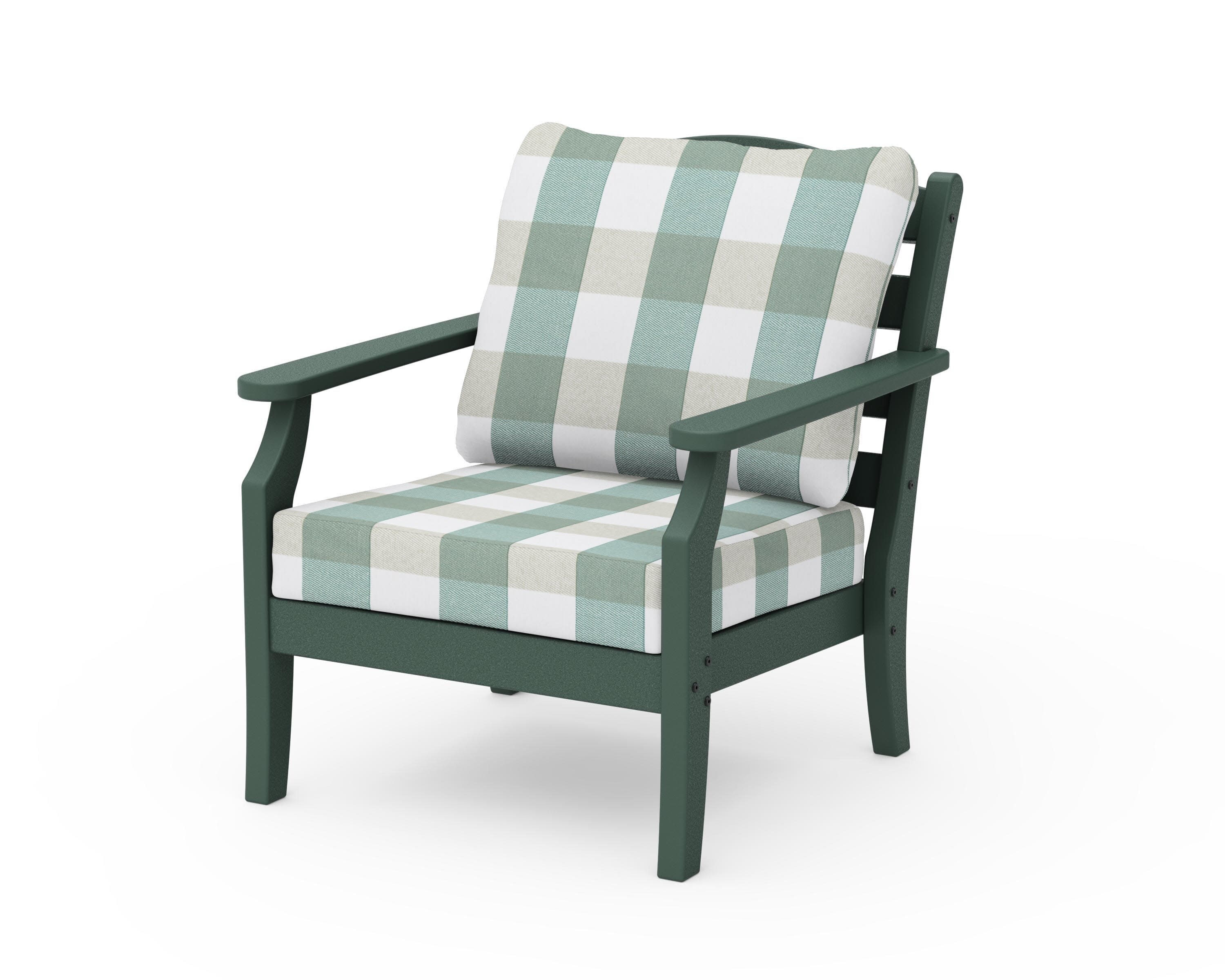 Savannah Deep Seating Chair in Green / Buffalo Plaid Glacier Spa