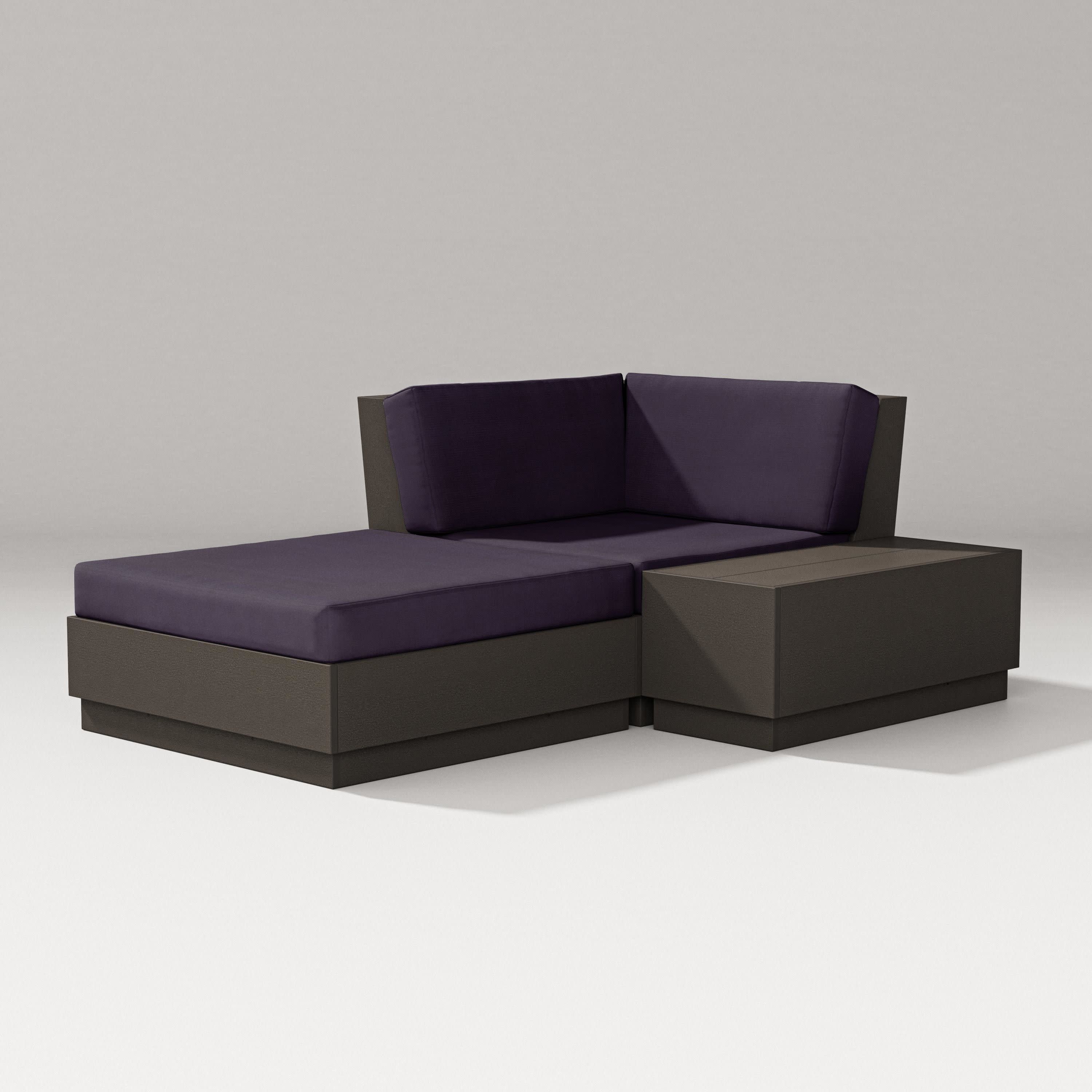 Elevate Corner Chaise in Vintage Coffee / Navy Linen