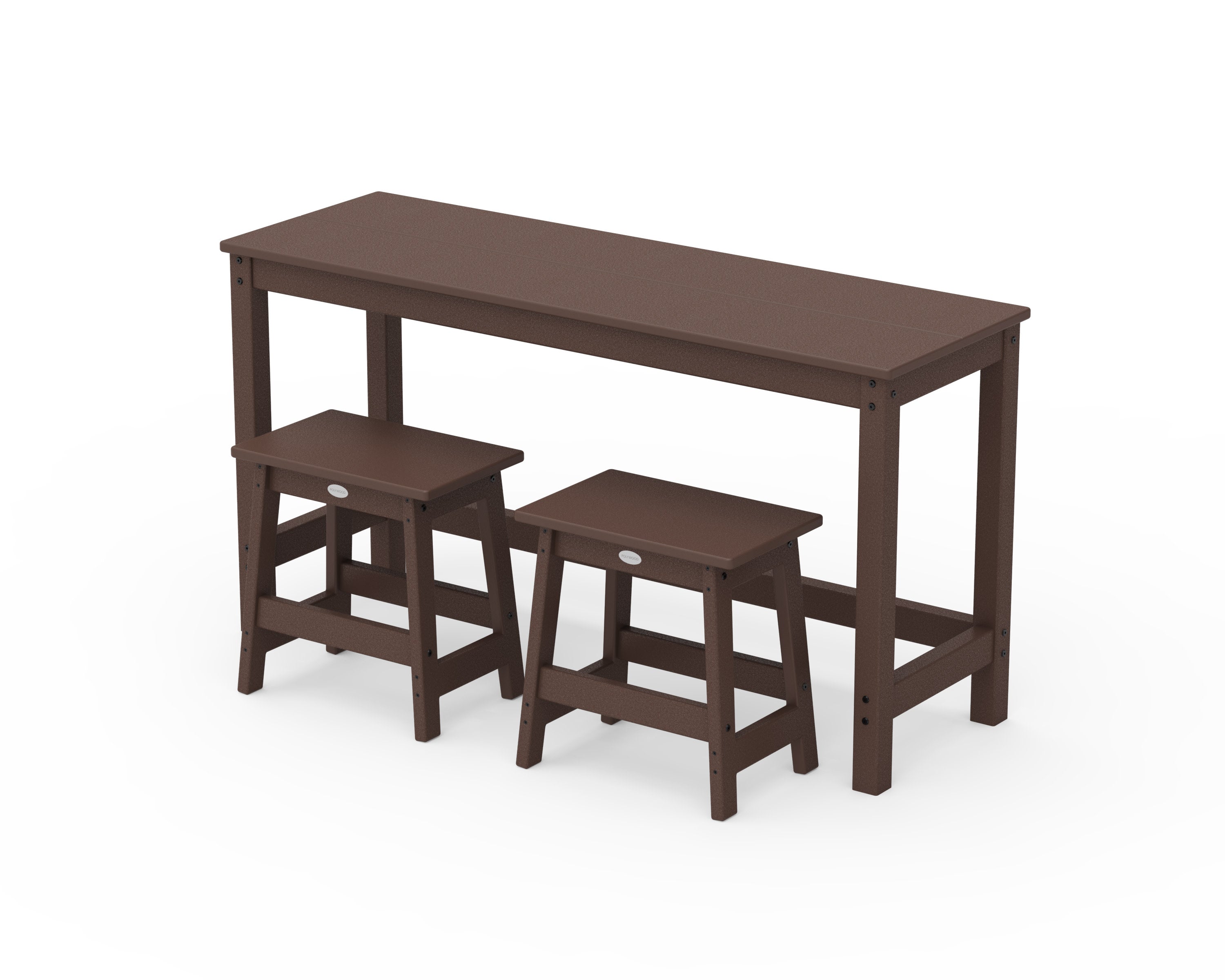 Modern Studio Stool 3-Piece Balcony Set in Mahogany