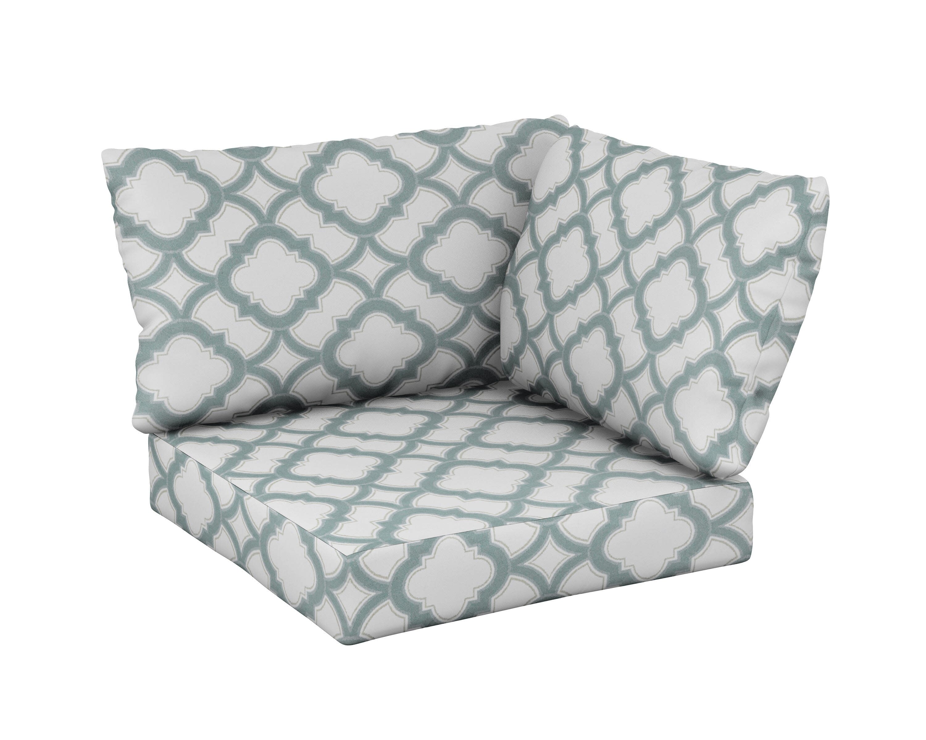 Modular Corner Cushion Set in Trellis Glacier Spa