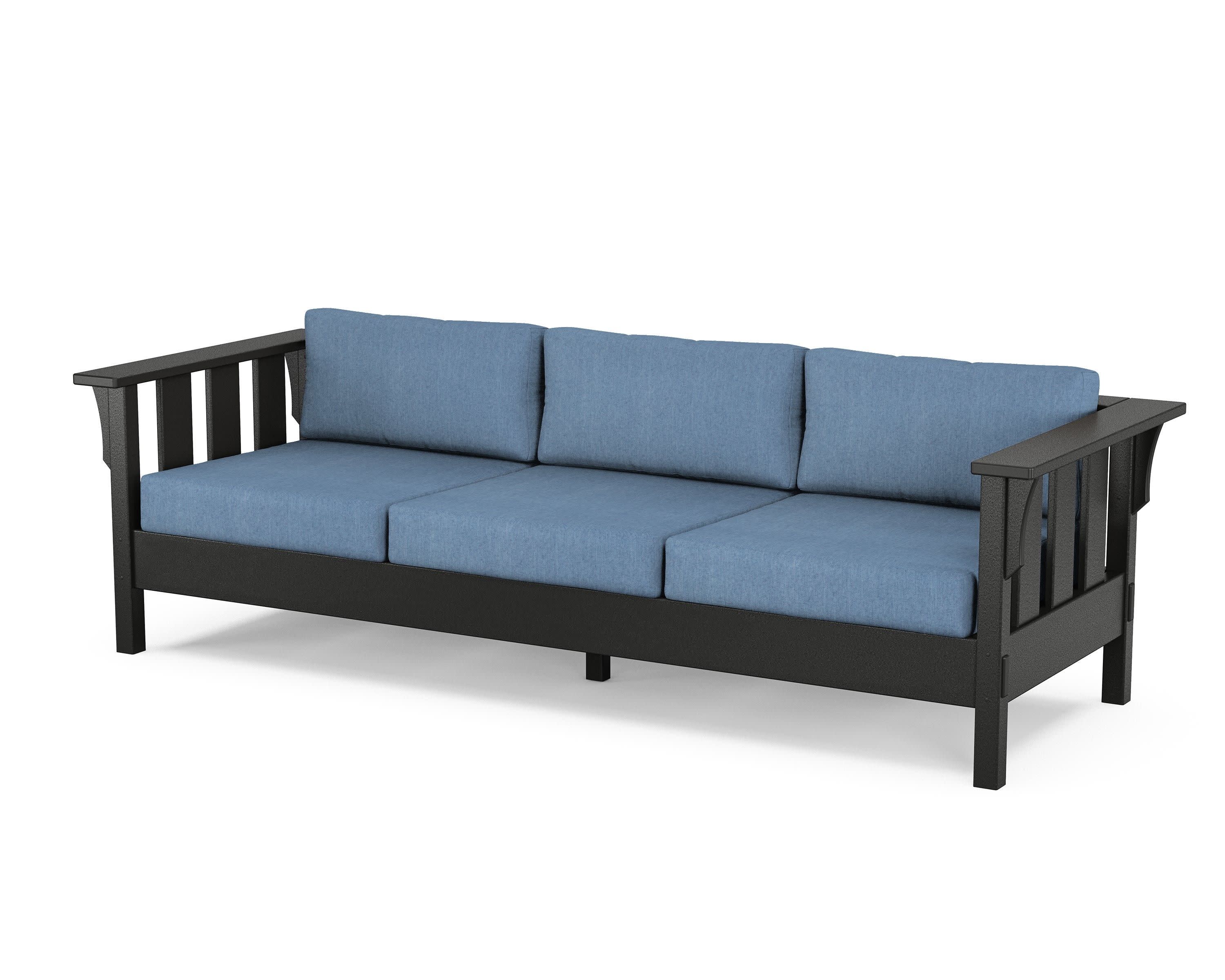 Acadia Deep Seating Sofa in Black / Sky Blue