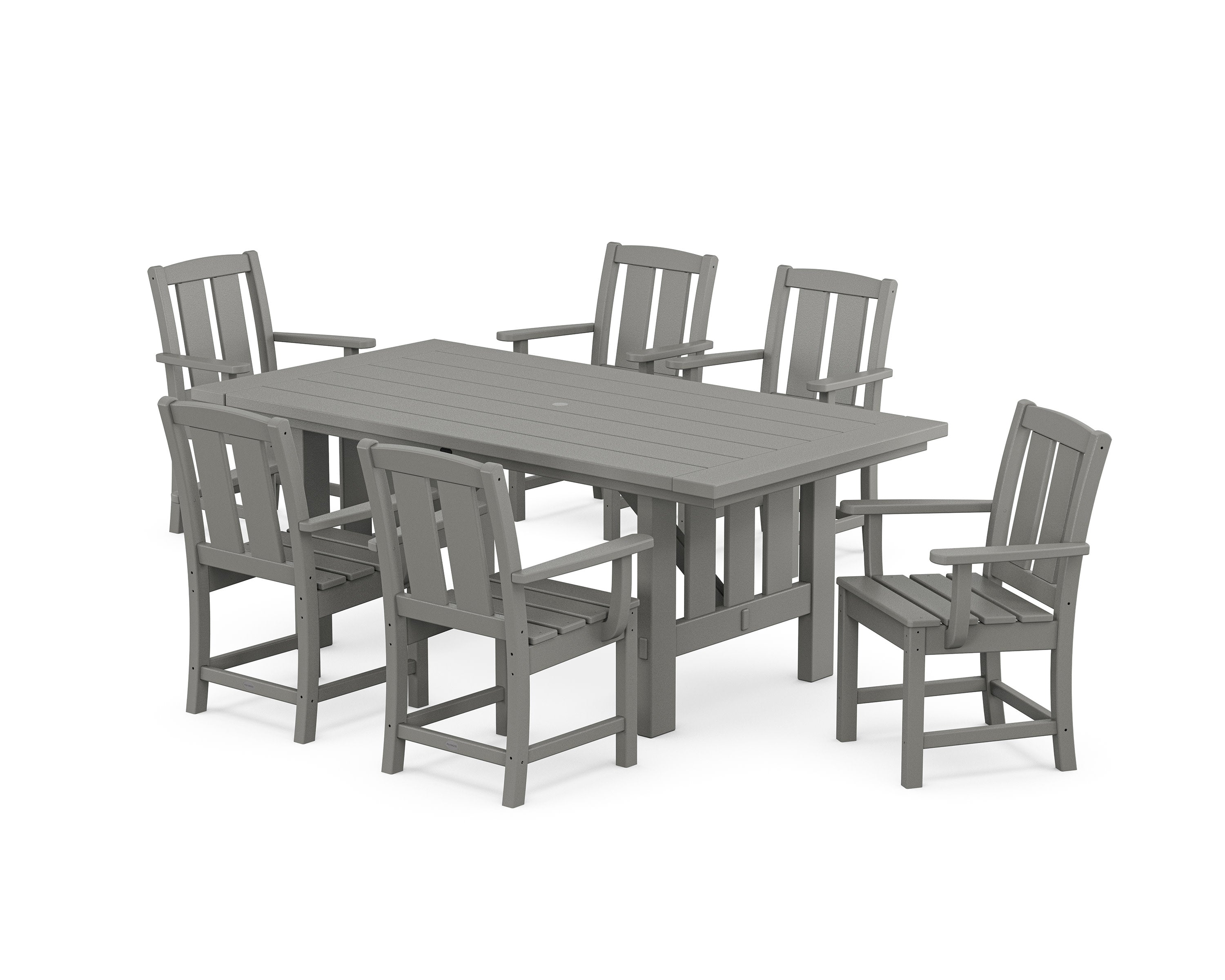 Mission Arm Chair 7-Piece Mission Dining Set in Slate Grey