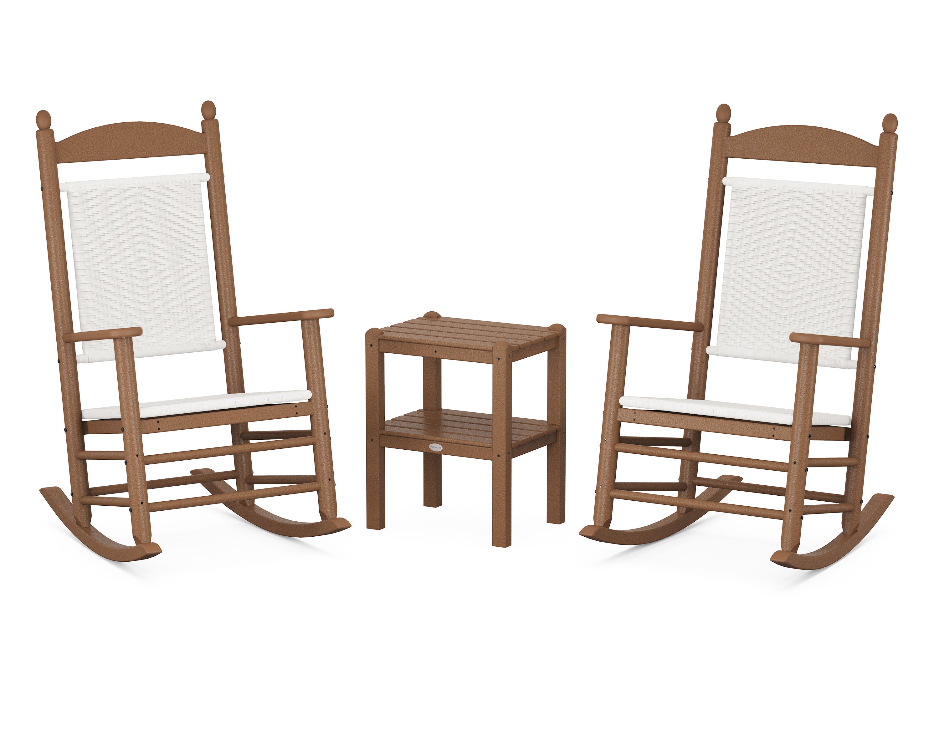 Jefferson 3-Piece Woven Rocker Set in Teak / White Loom