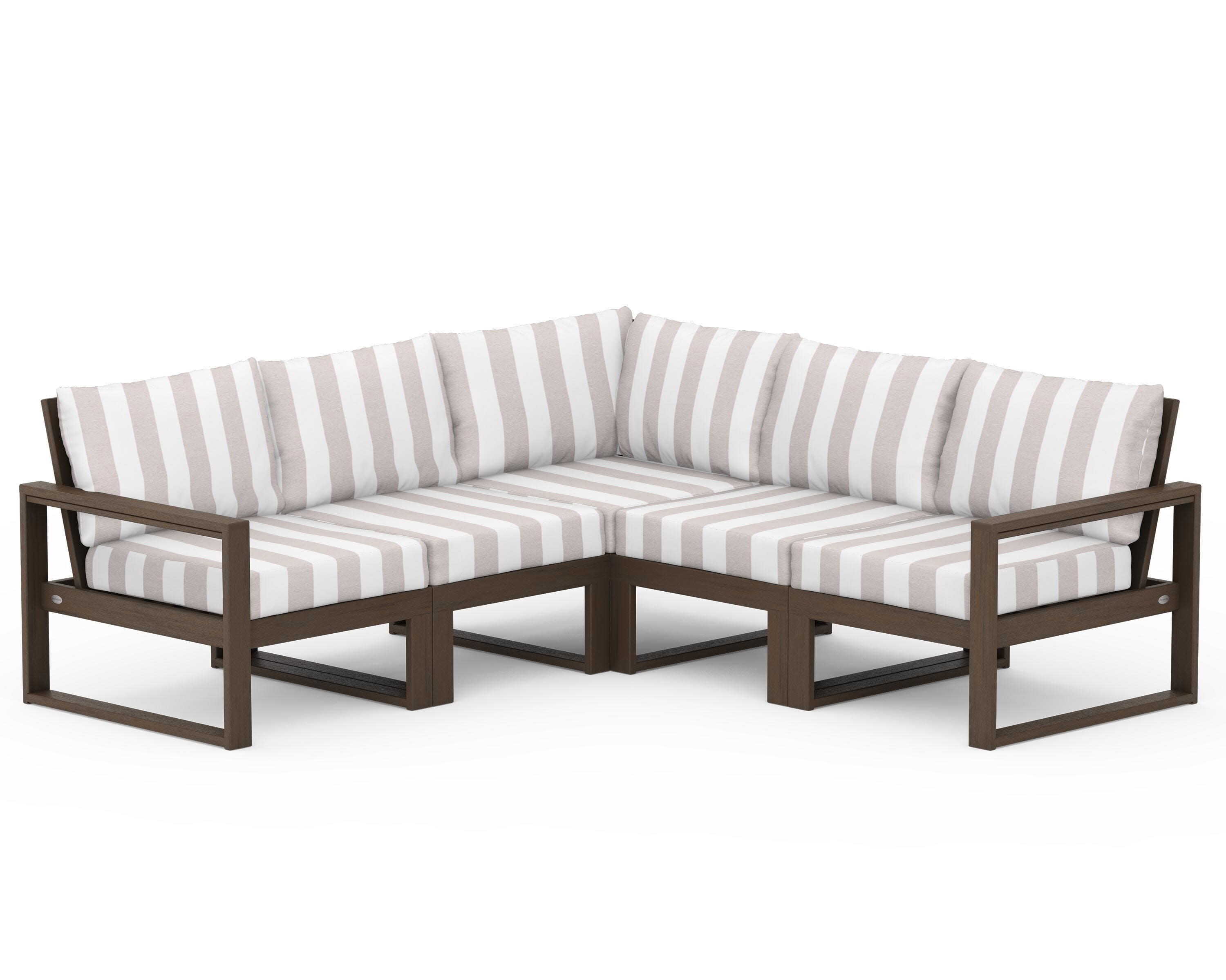 EDGE 5-Piece Modular Deep Seating Set in Kona / Cabana Stripe Dune Burlap