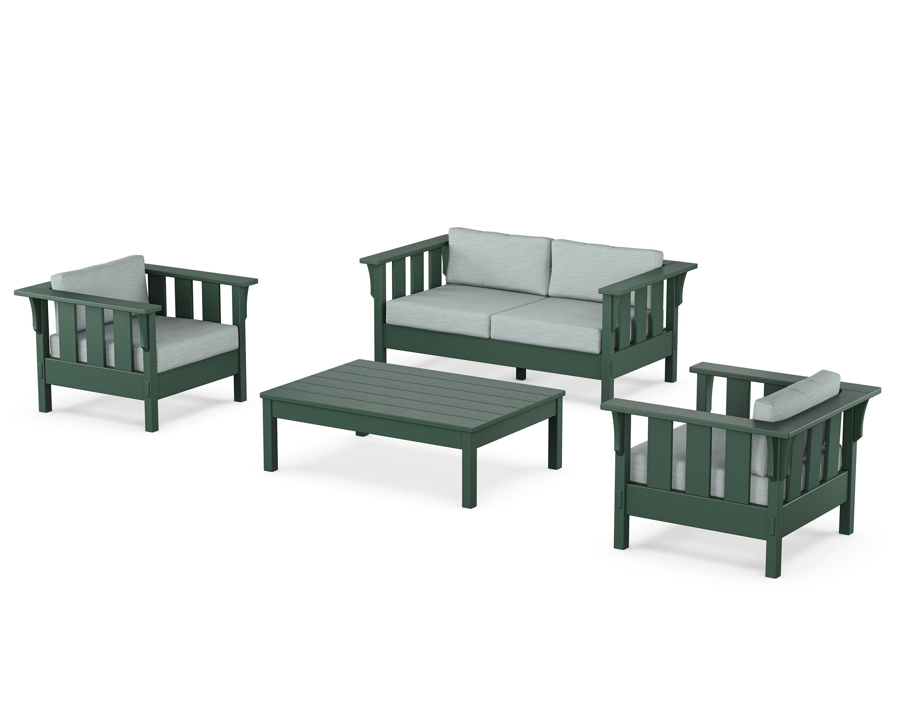 Acadia 4-Piece Deep Seating Set with Loveseat in Green / Soothe Mist