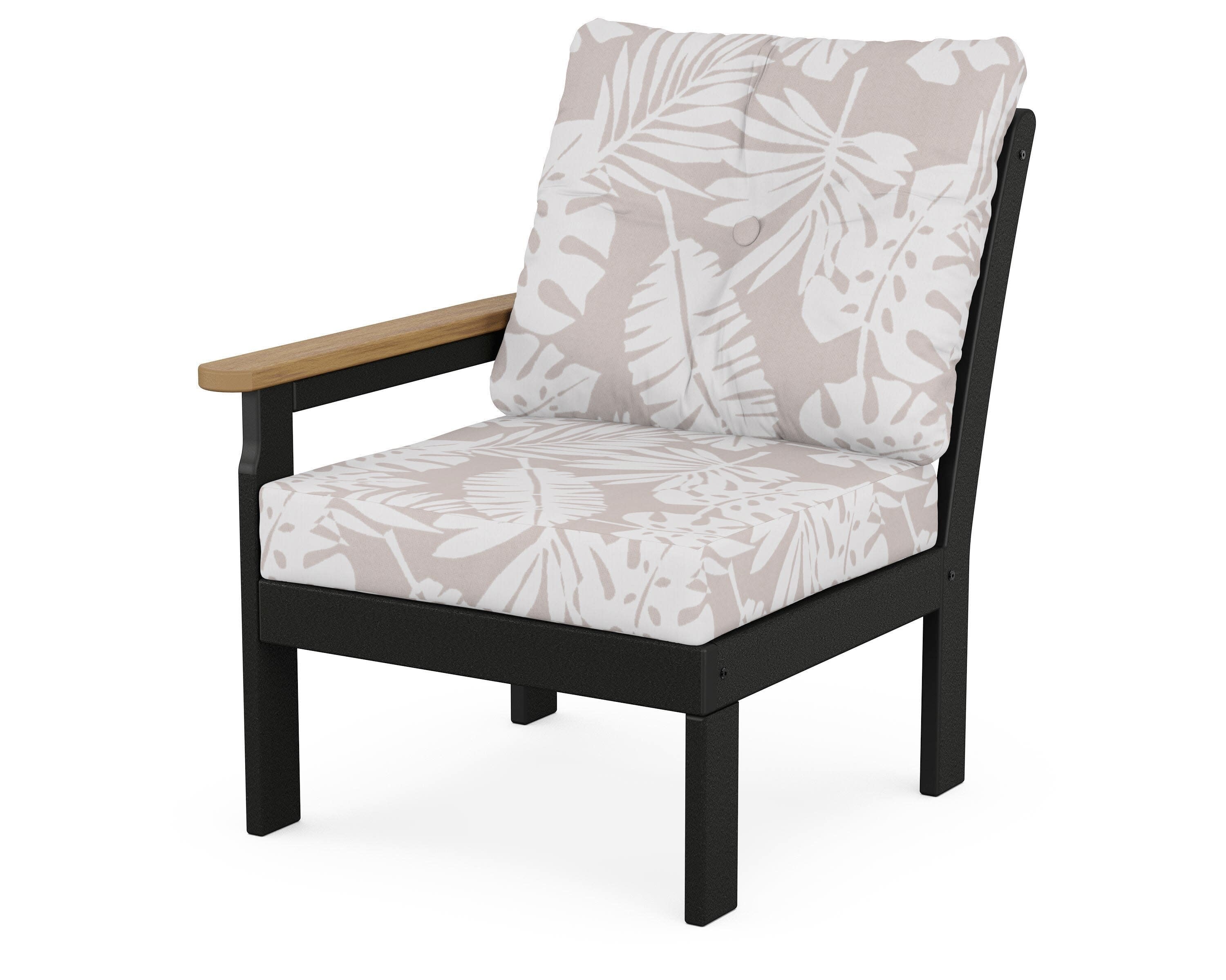 Vineyard Modular Left Arm Chair in Black / Natural / Leaf Dune Burlap