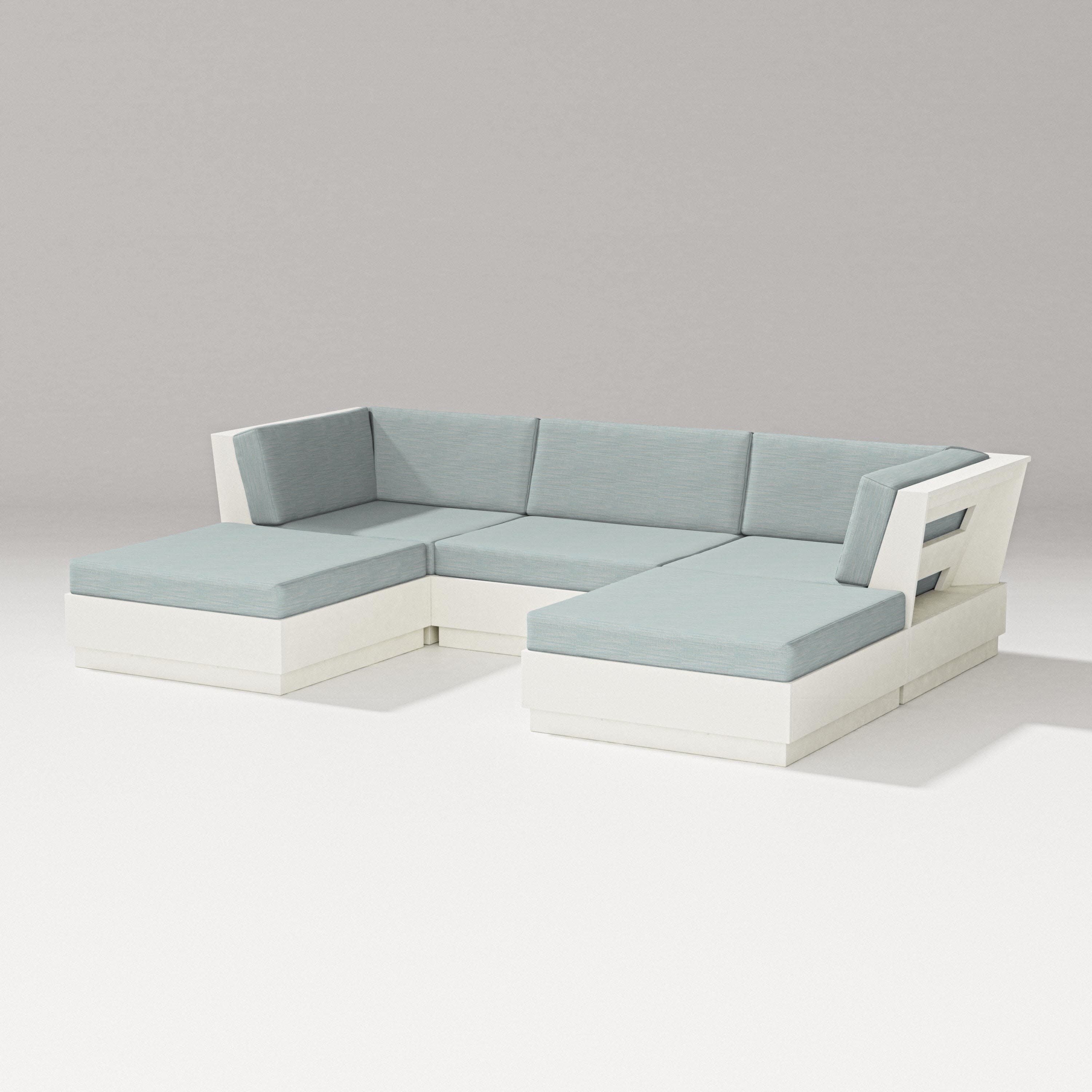 Elevate Double Chaise Sectional in Vintage White / Soothe Mist
