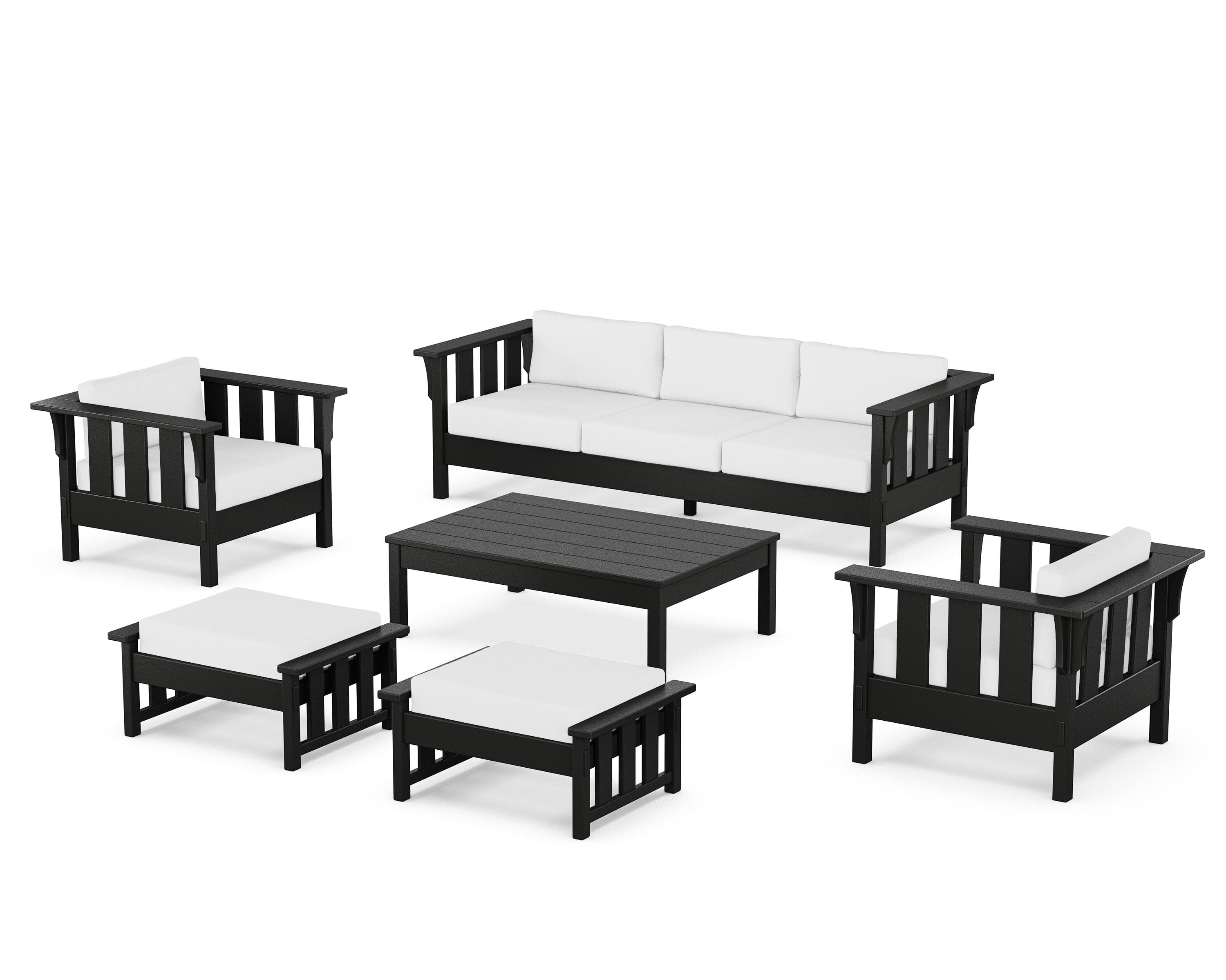 Acadia 6-Piece Lounge Sofa Set in Black / Natural