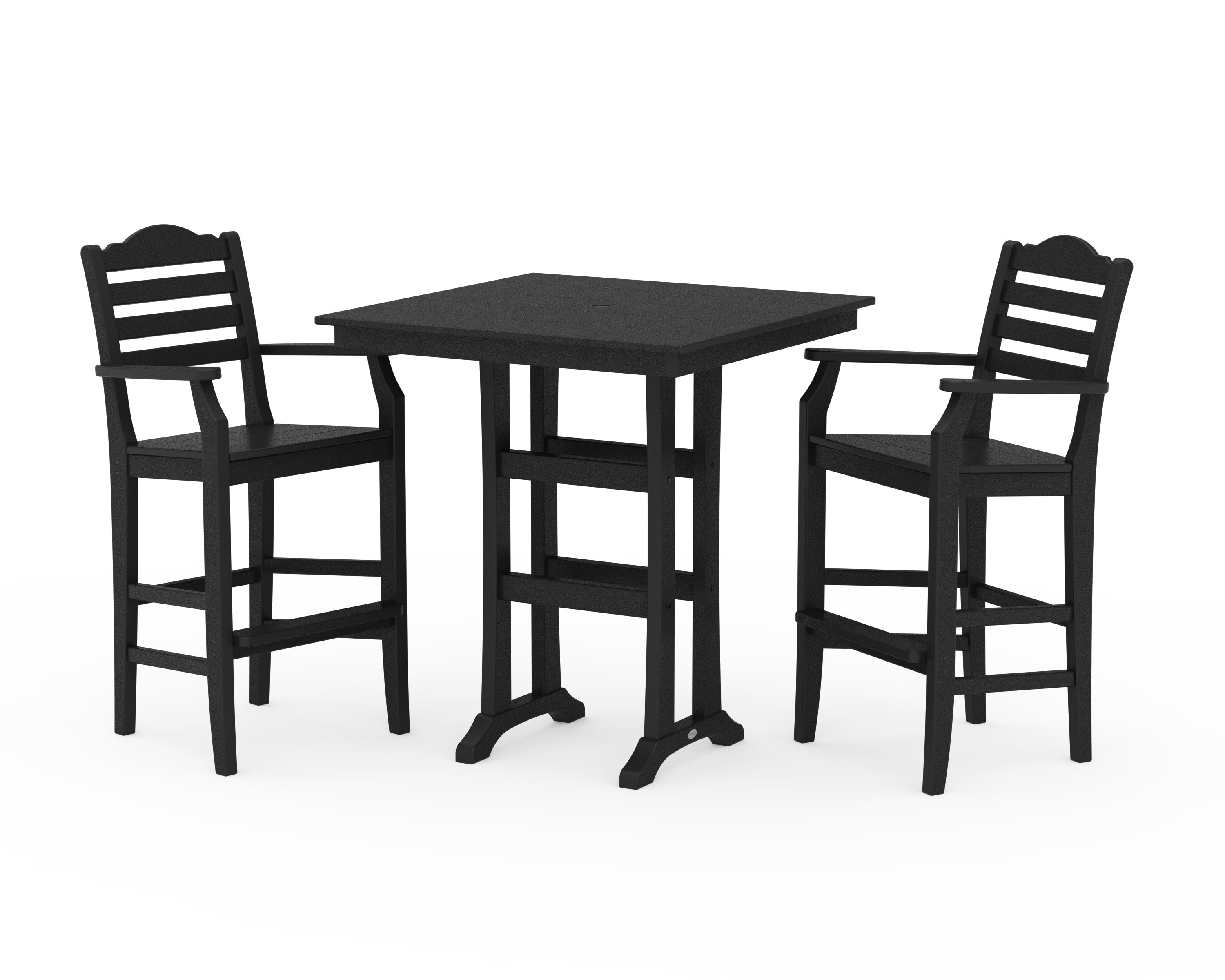 Savannah 3-Piece Farmhouse Bar Set with Trestle Legs in Black