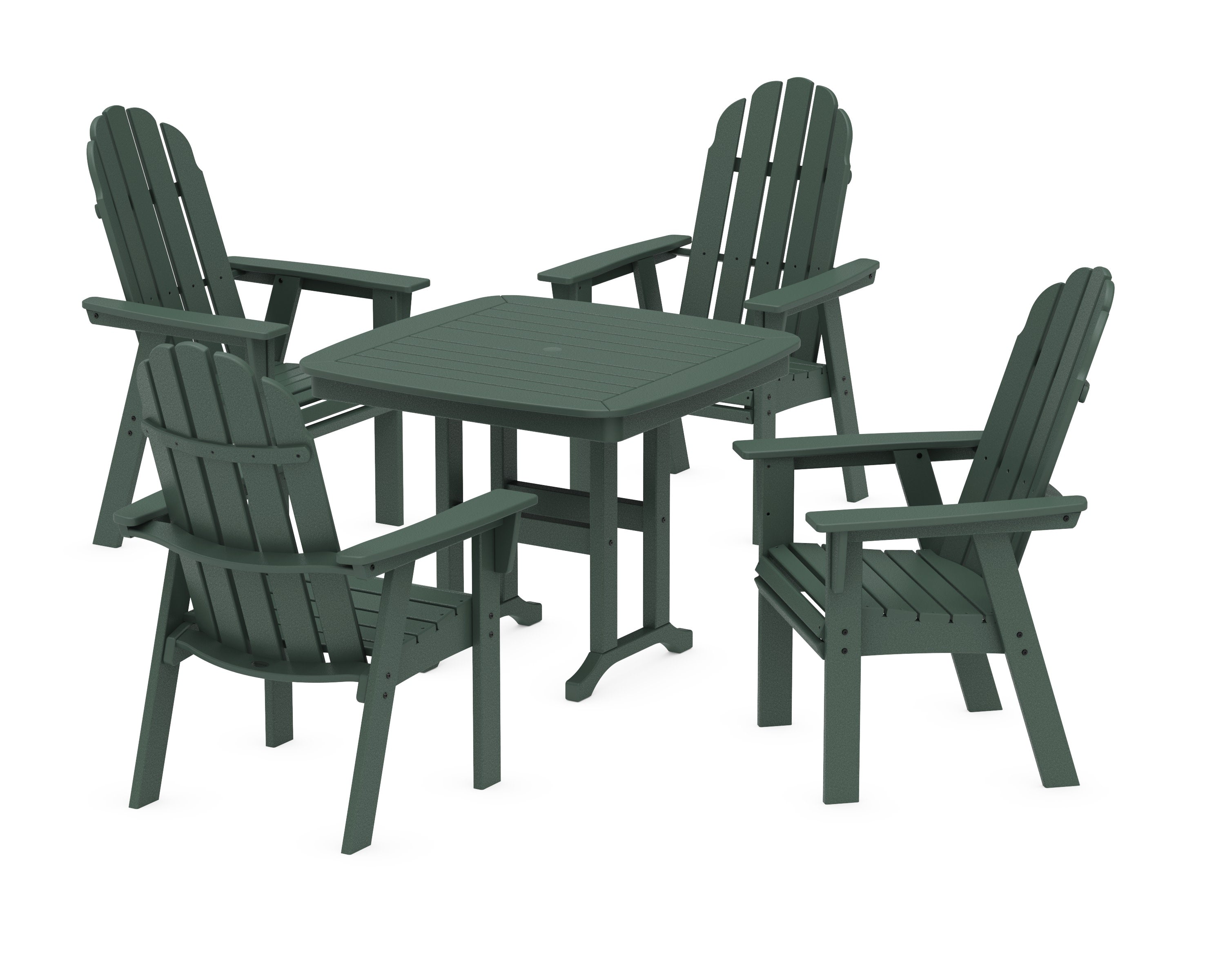Vineyard Curveback Adirondack 5-Piece Dining Set in Green