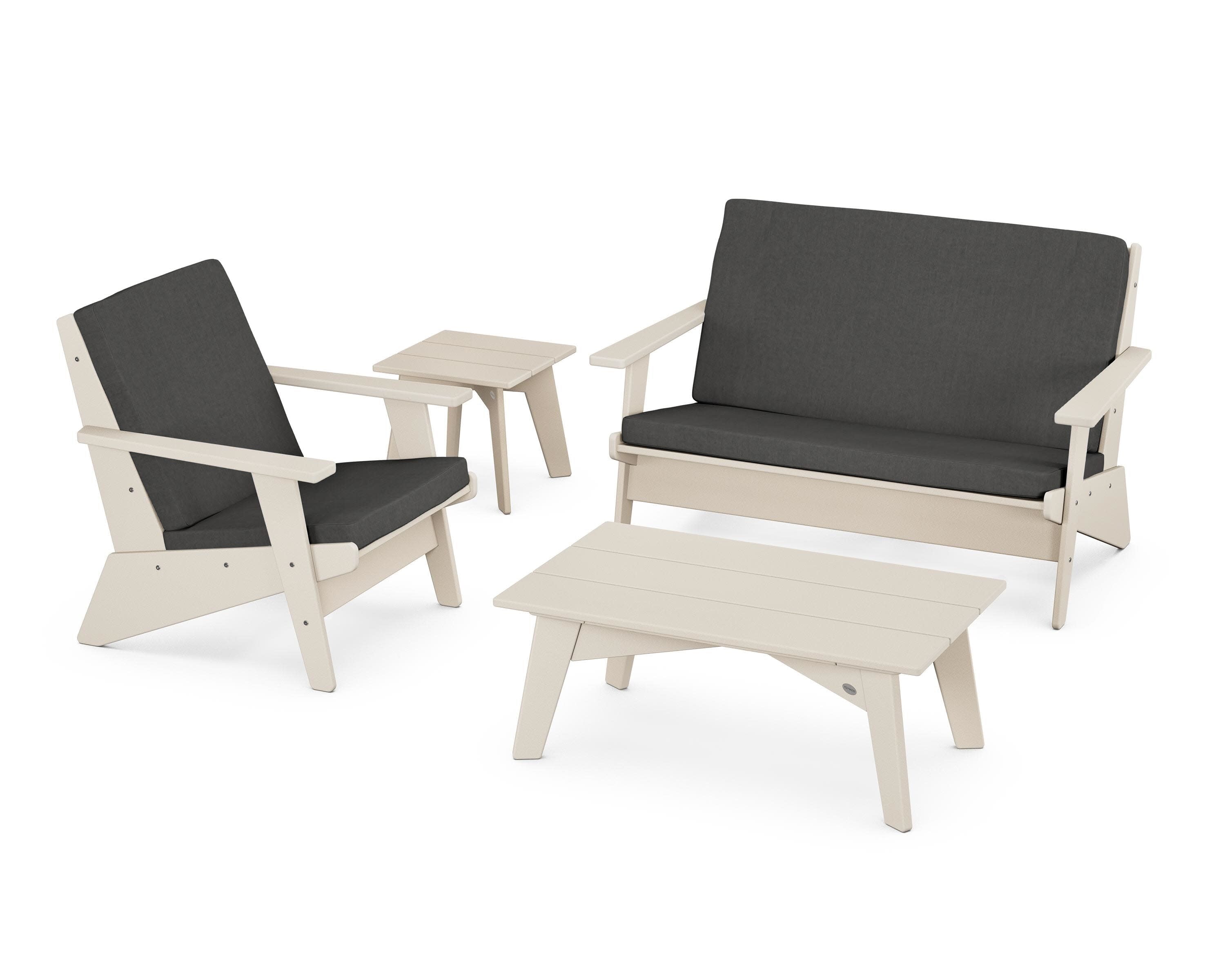 Riviera Modern Lounge 4-Piece Set in Sand / Spectrum Carbon
