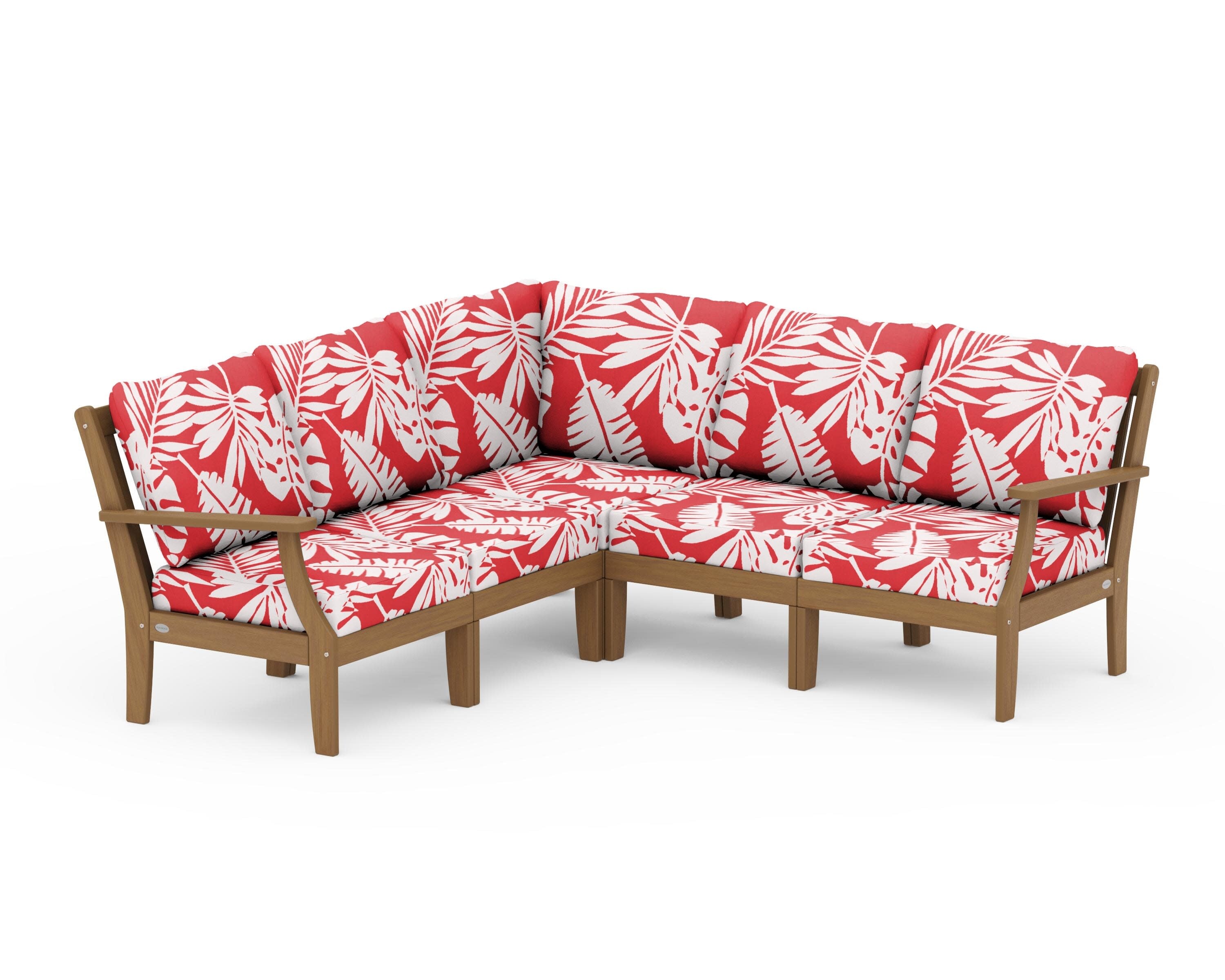 Braxton Modular 5-Piece Deep Seating Set in Natural / Leaf Crimson