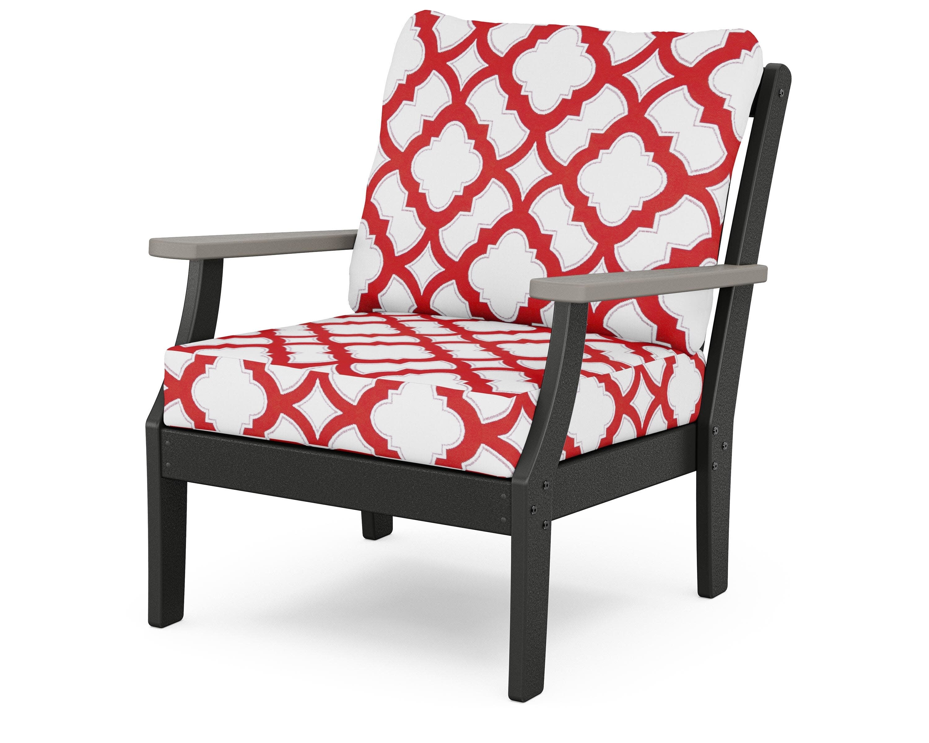 Braxton Deep Seating Chair in Black / Driftwood / Trellis Crimson