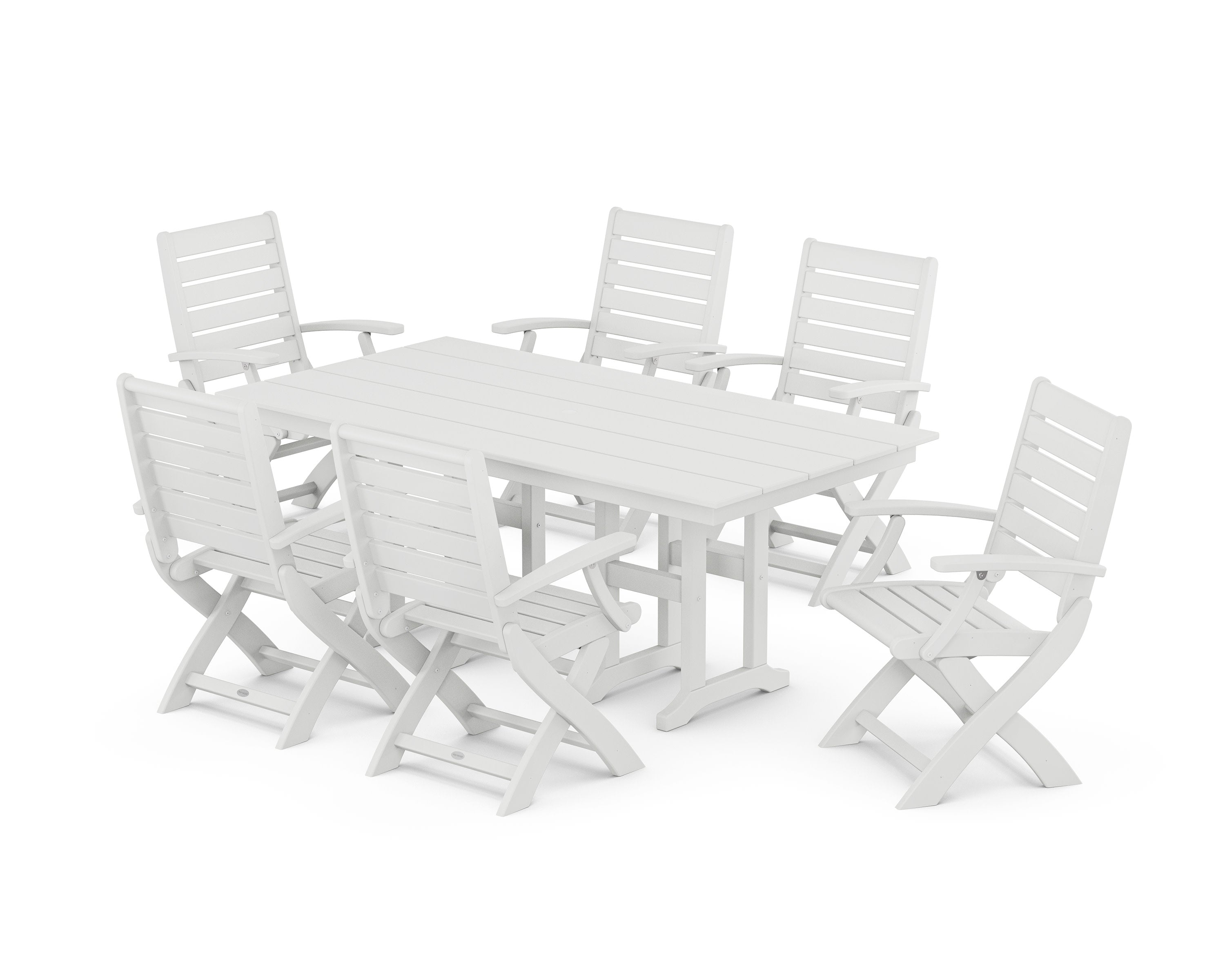 Signature Folding Chair 7-Piece Farmhouse Dining Set in White