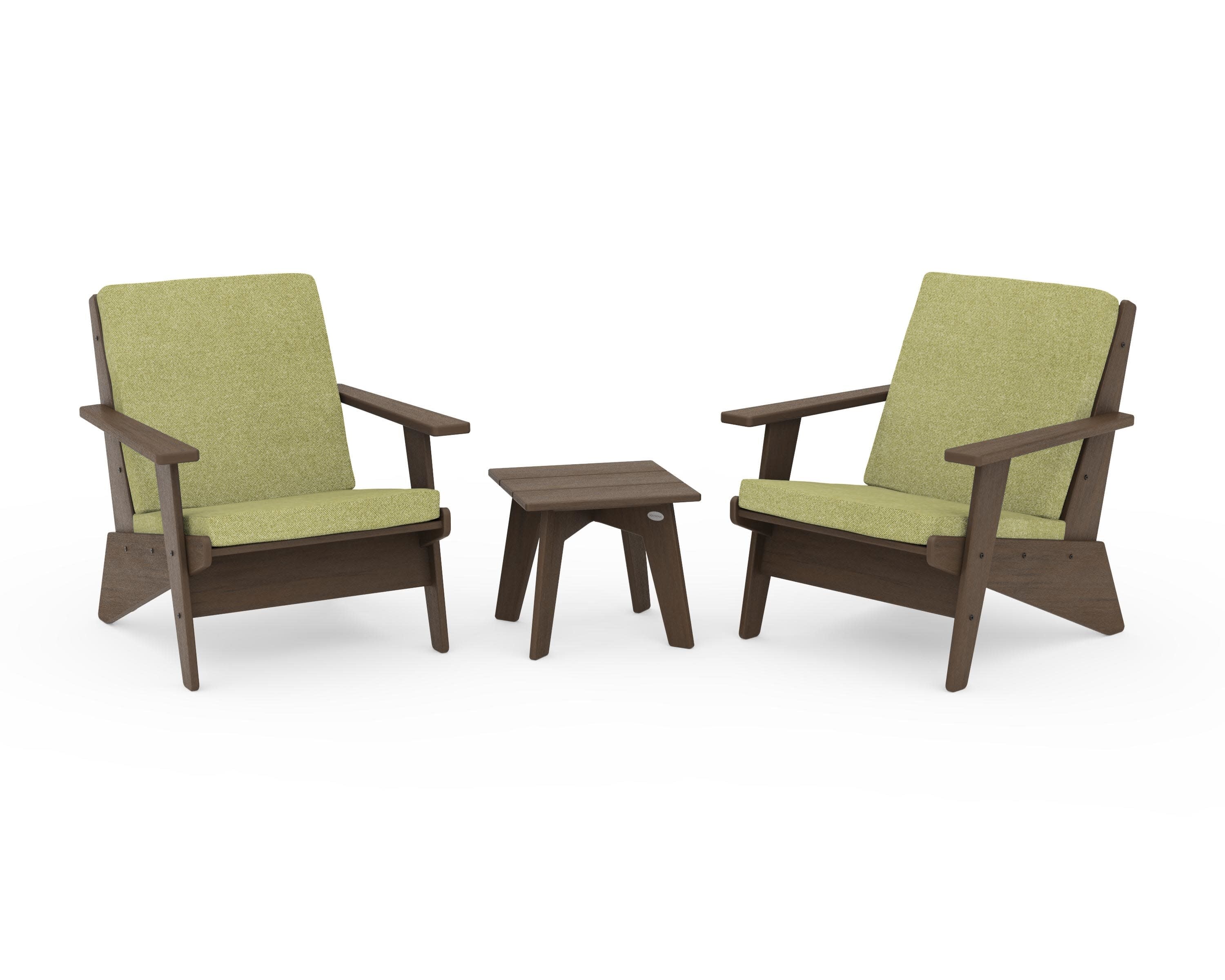 Riviera Modern Lounge 3-Piece Set in Kona / Chartreuse Boucle