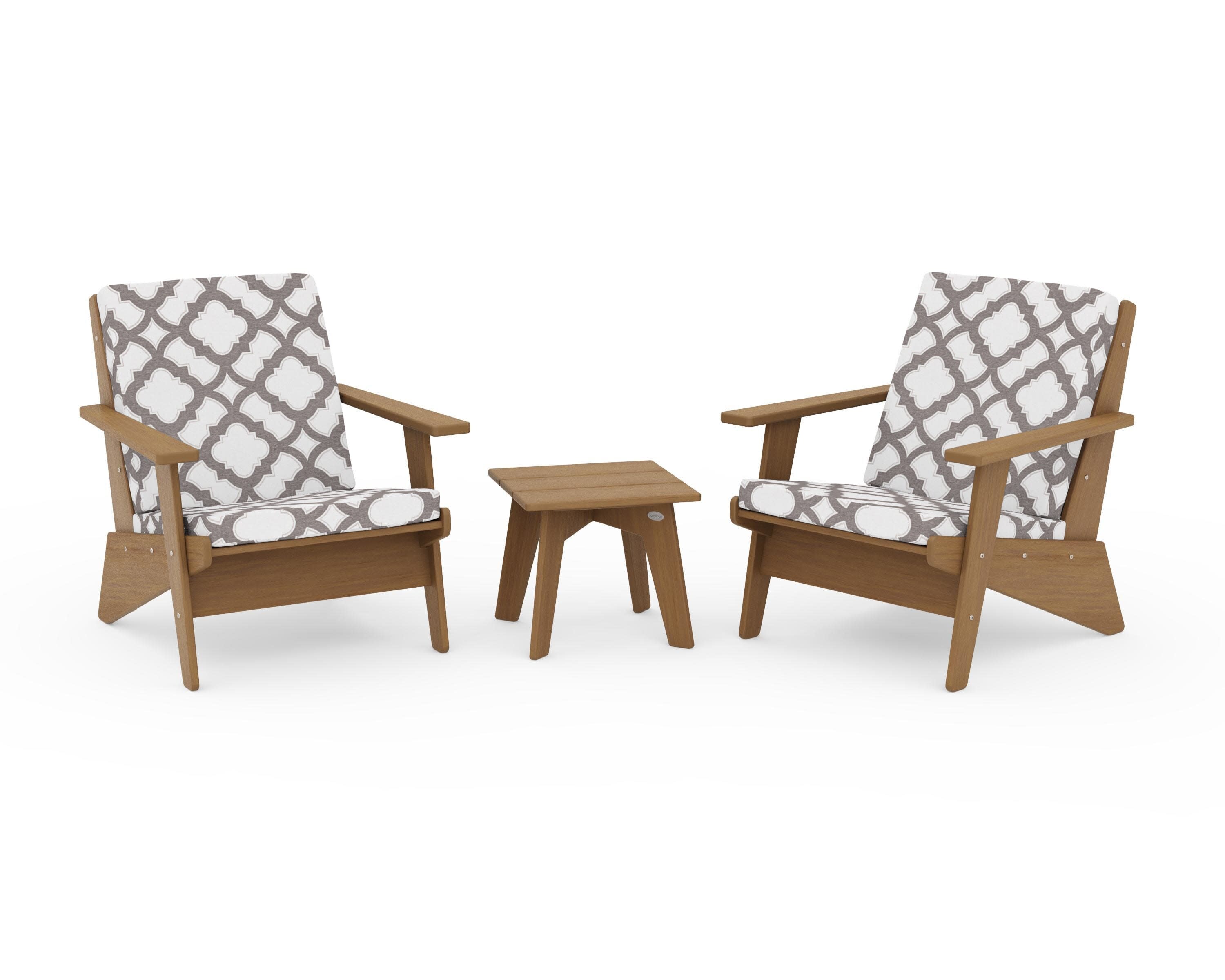 Riviera Modern Lounge 3-Piece Set in Natural / Trellis Grey Mist