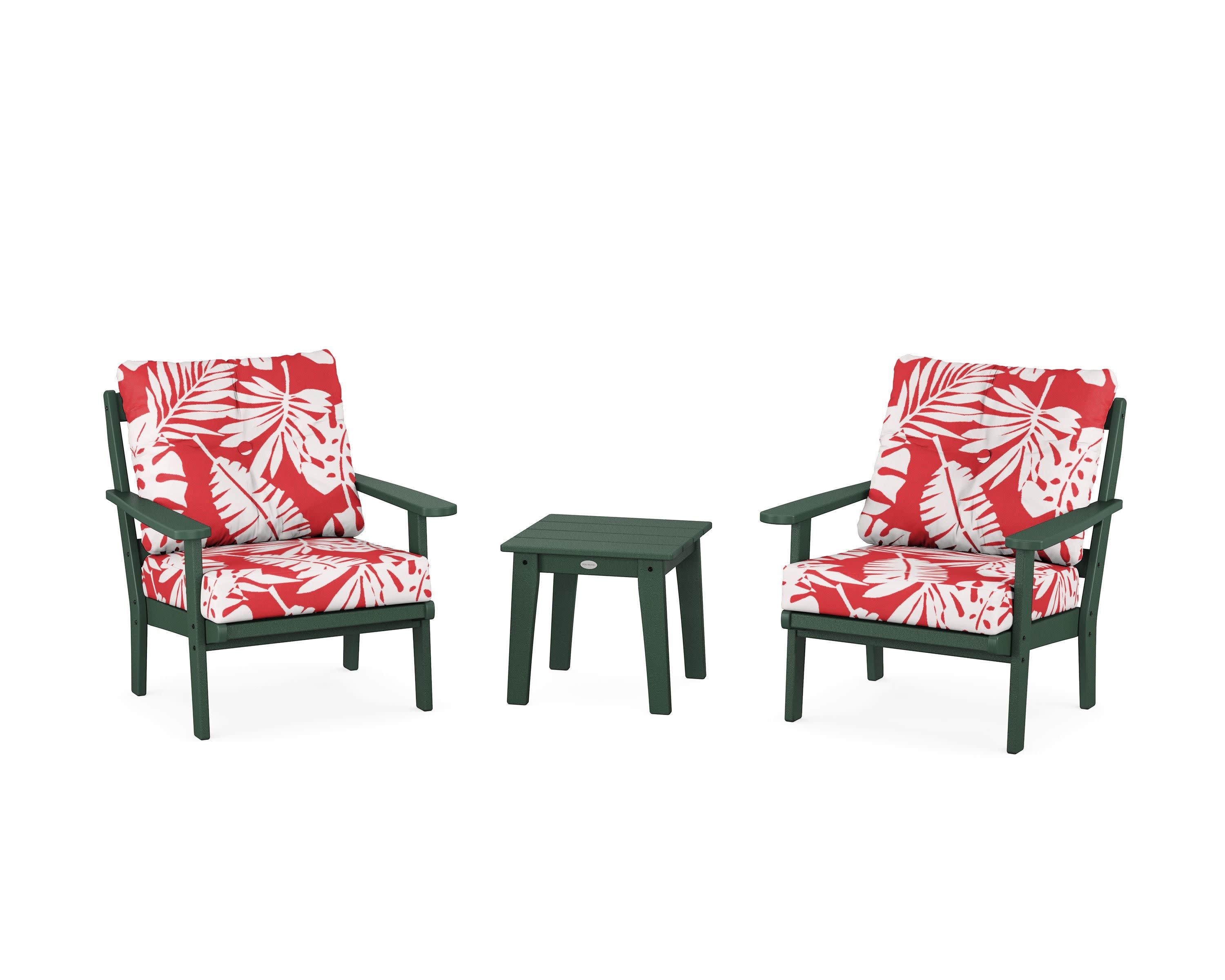 Mission 3-Piece Deep Seating Set in Green / Leaf Crimson