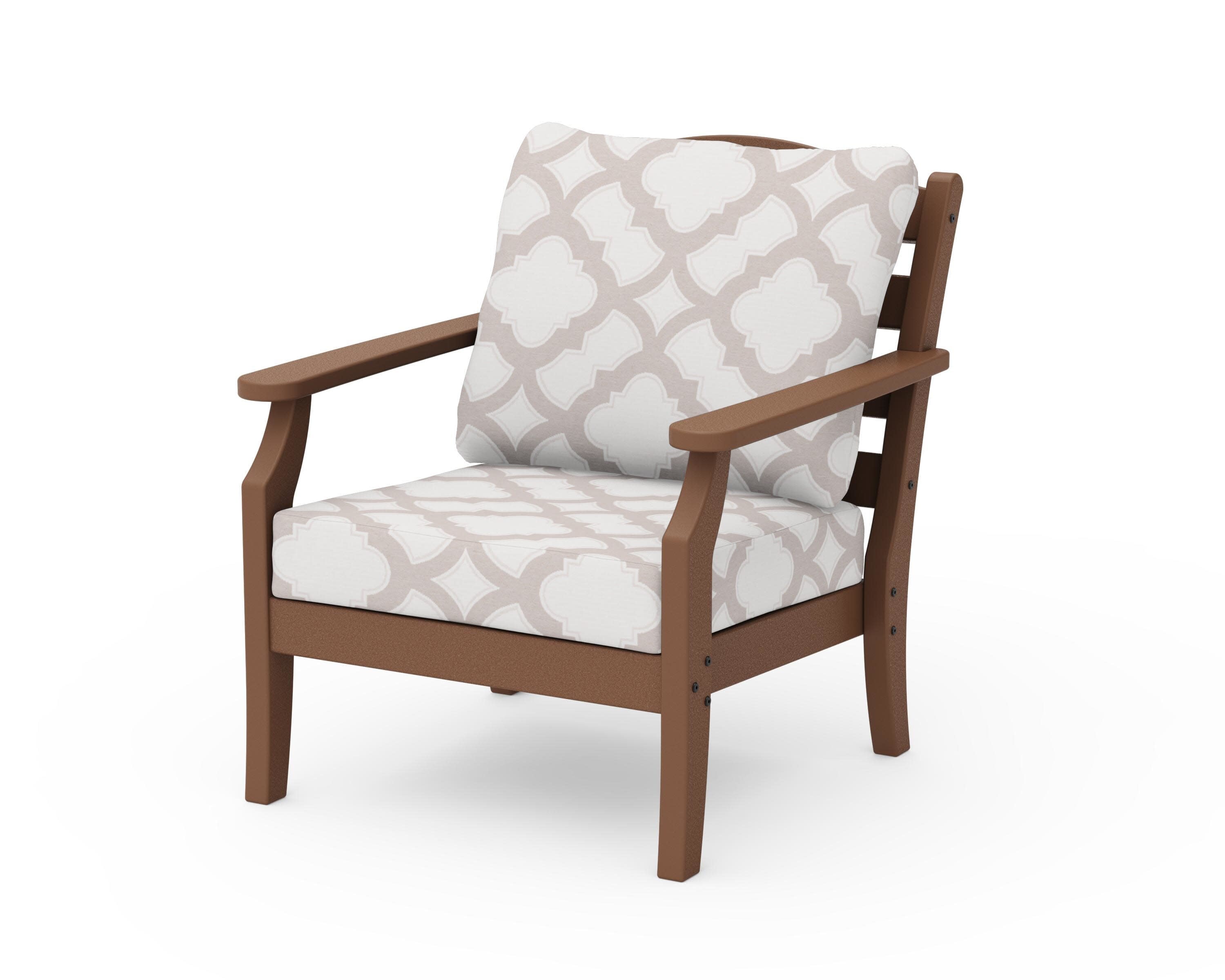 Savannah Deep Seating Chair in Teak / Trellis Dune Burlap