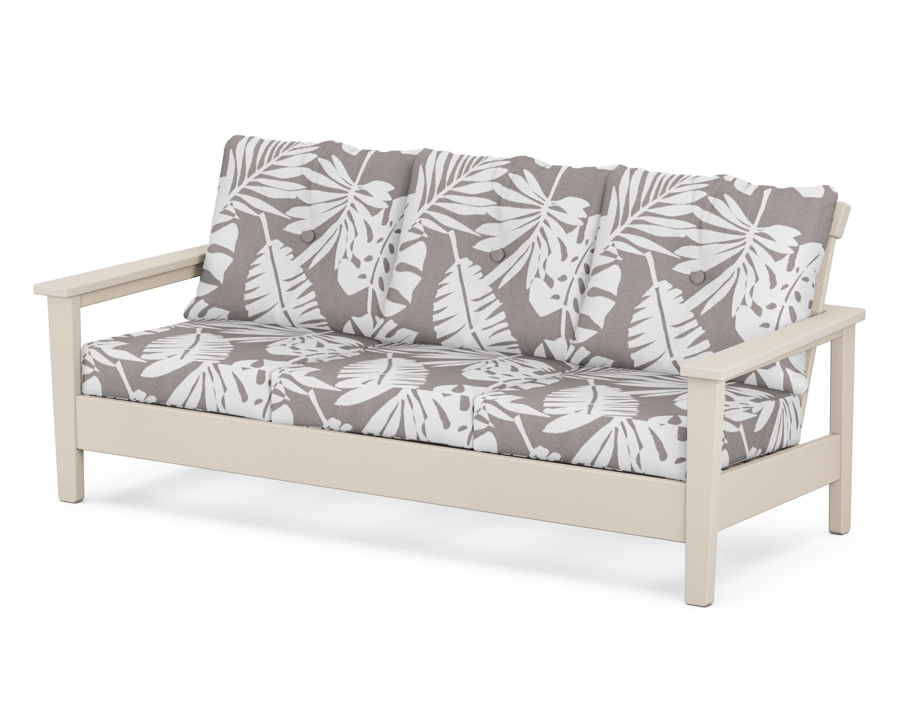 Prescott Deep Seating Sofa in Sand / Leaf Grey Mist