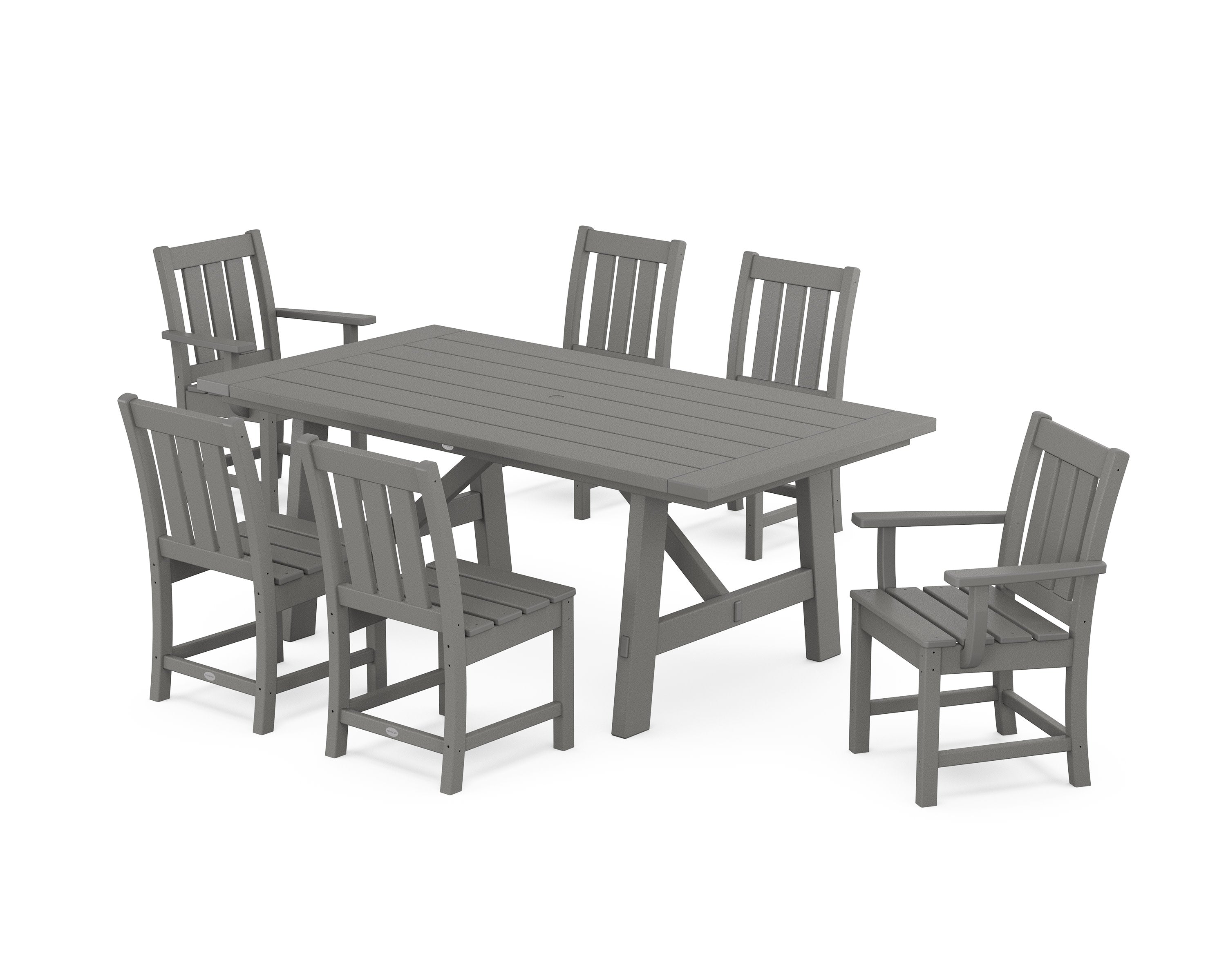 Oxford 7-Piece Rustic Farmhouse Dining Set in Slate Grey